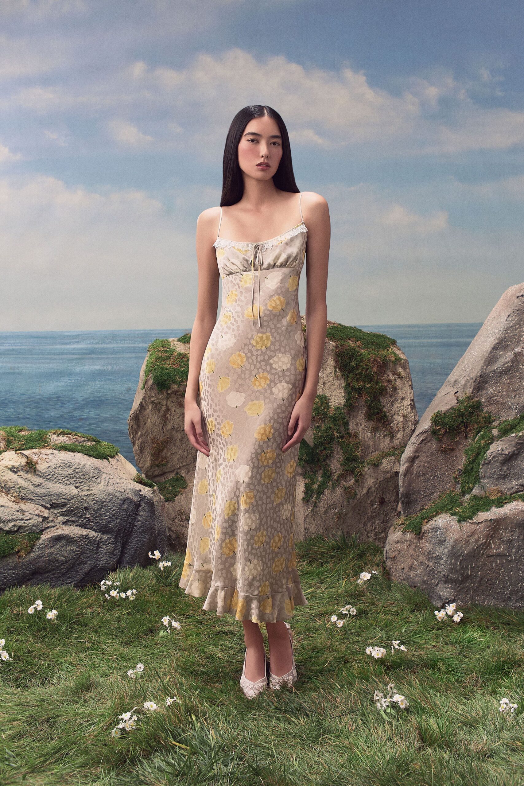 floral satin slip maxi dress