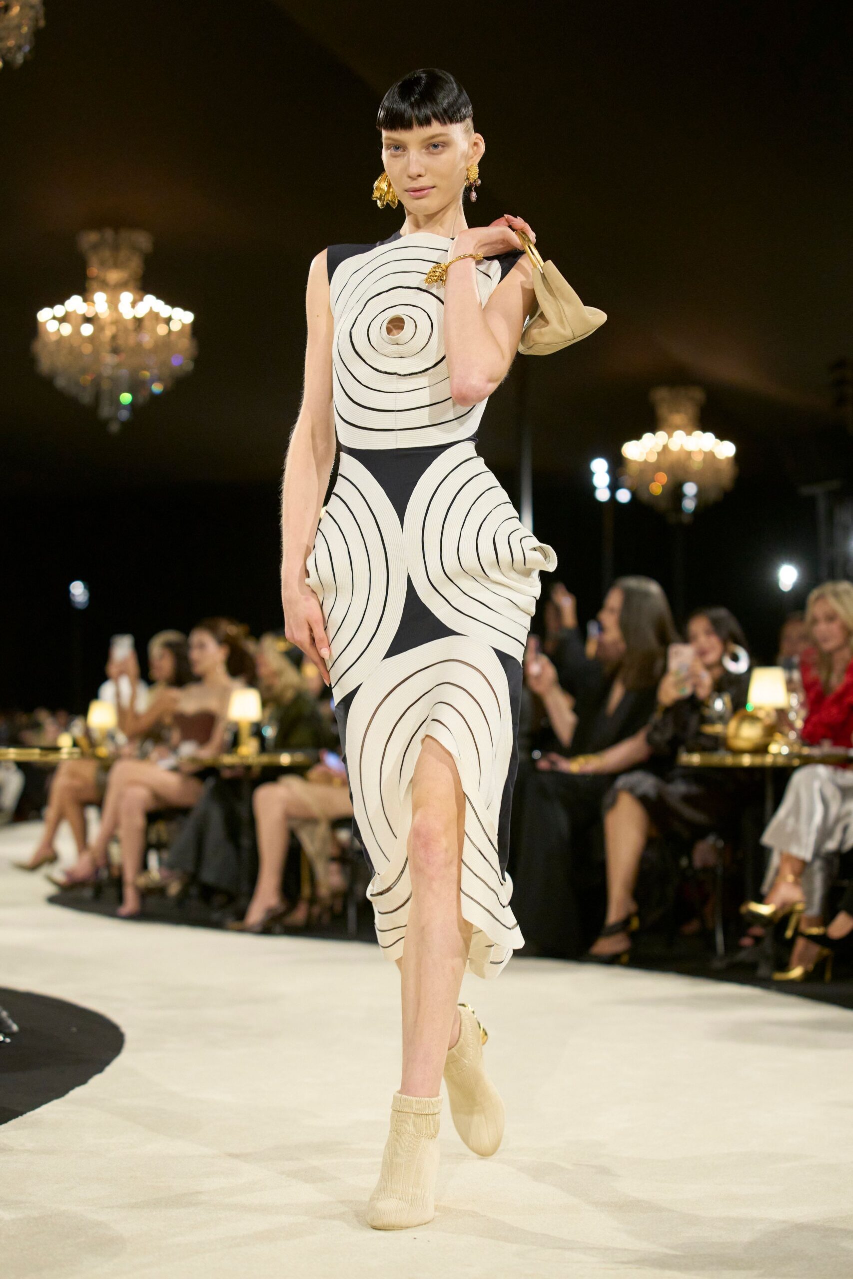 swirl knit cutout midi dress