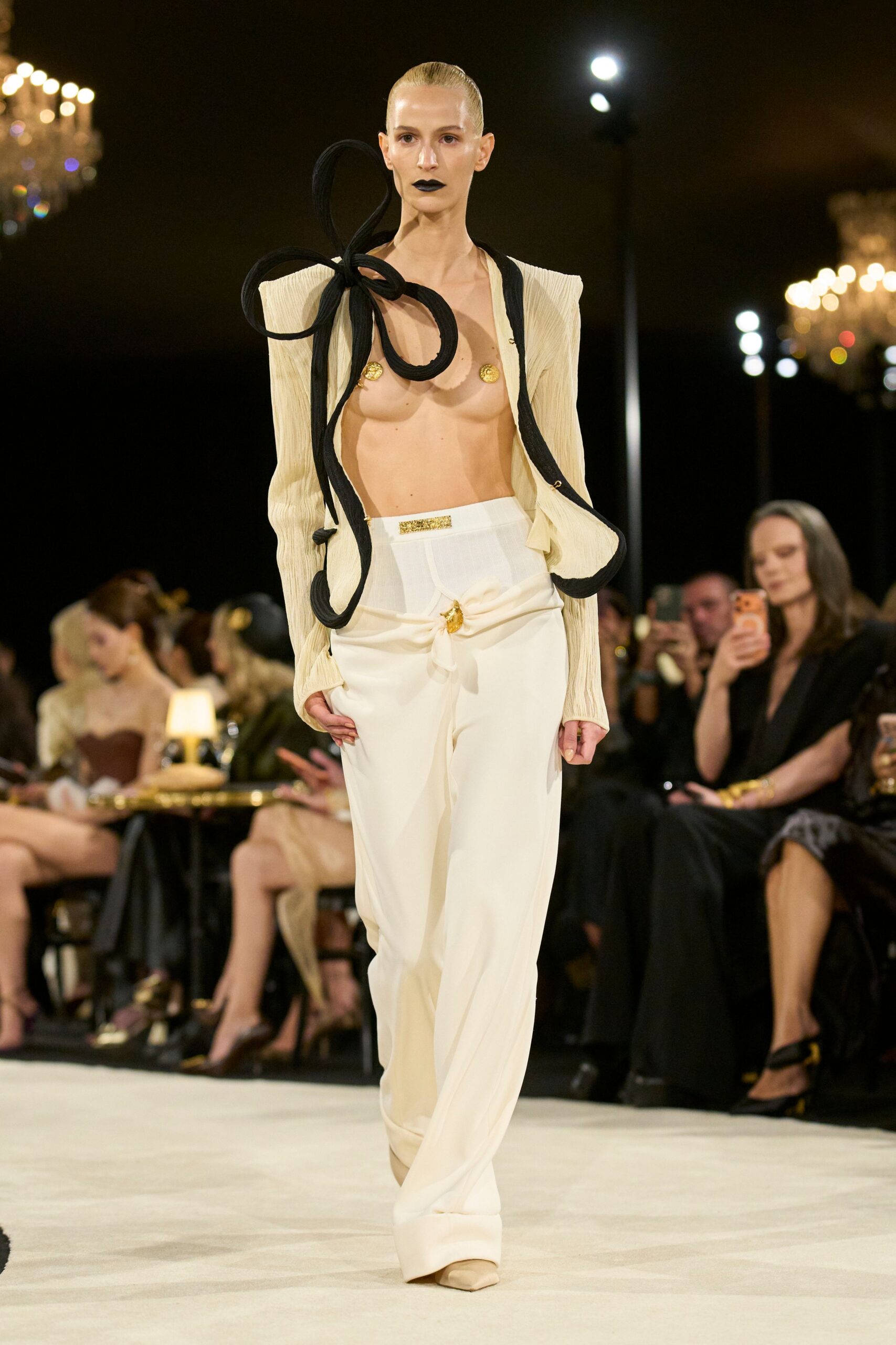 sculptural cropped jacket with loop trim