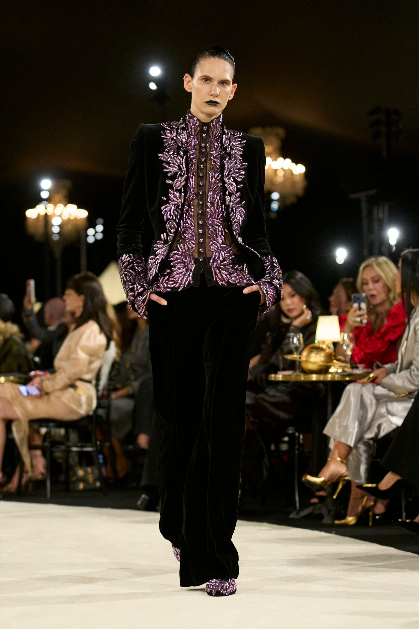 sequined peplum velvet evening jacket
