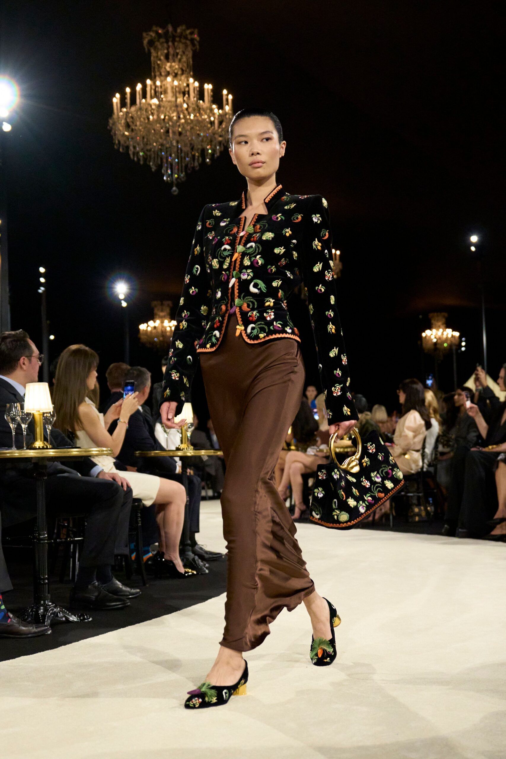 embroidered velvet cropped jacket