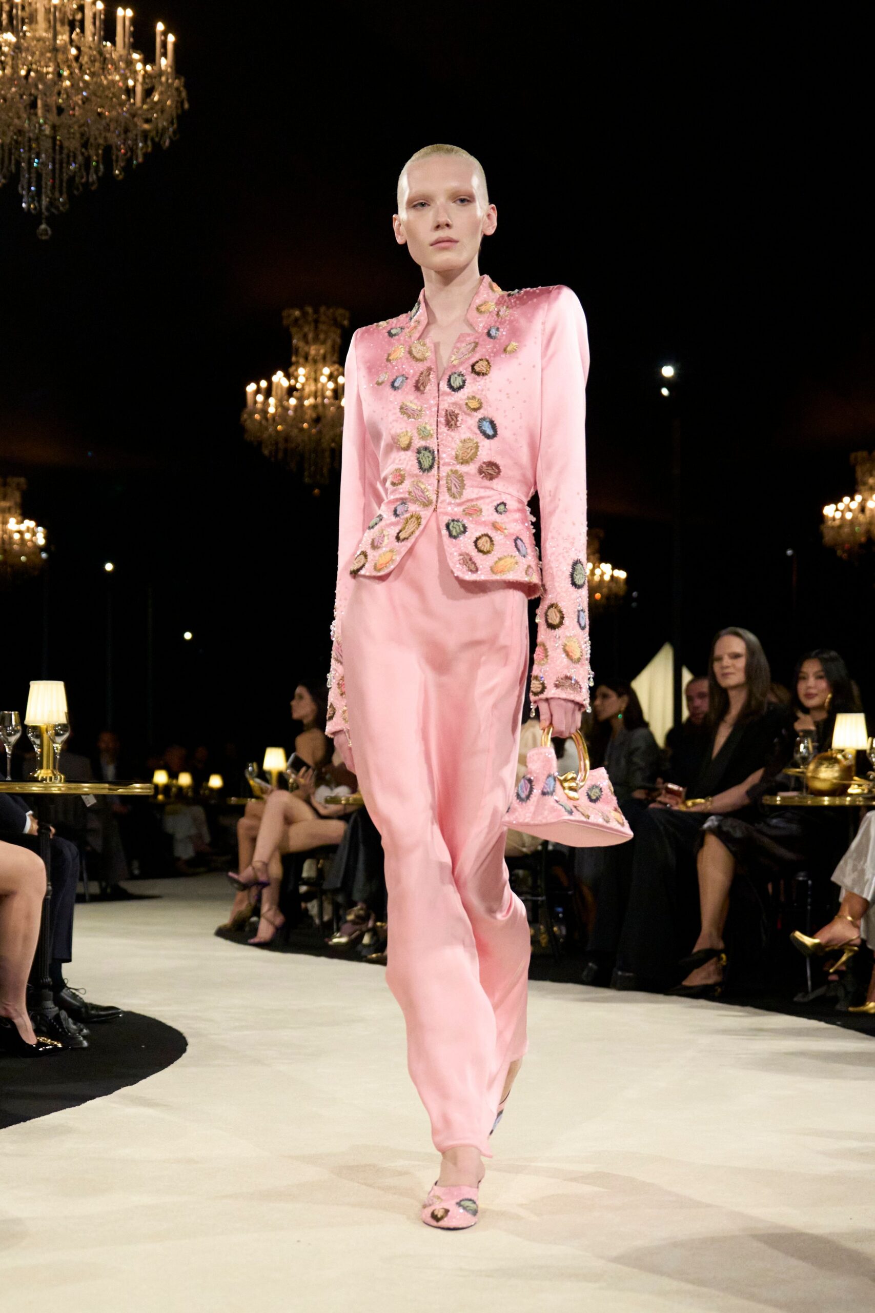 pink embellished peplum jacket
