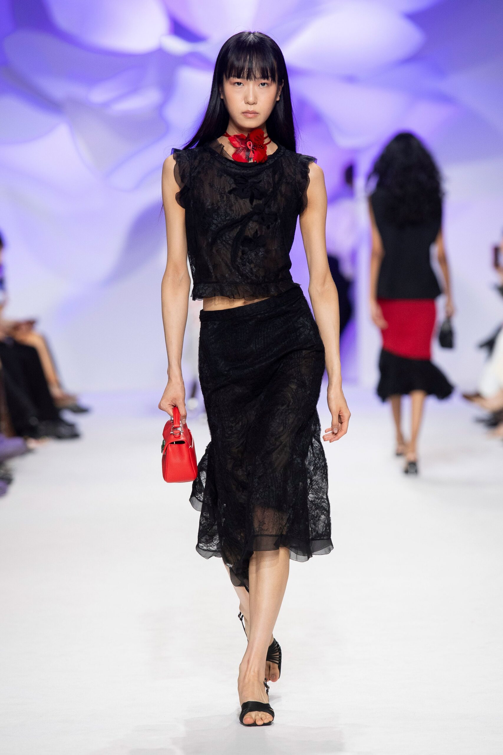 red bow embellished scarf