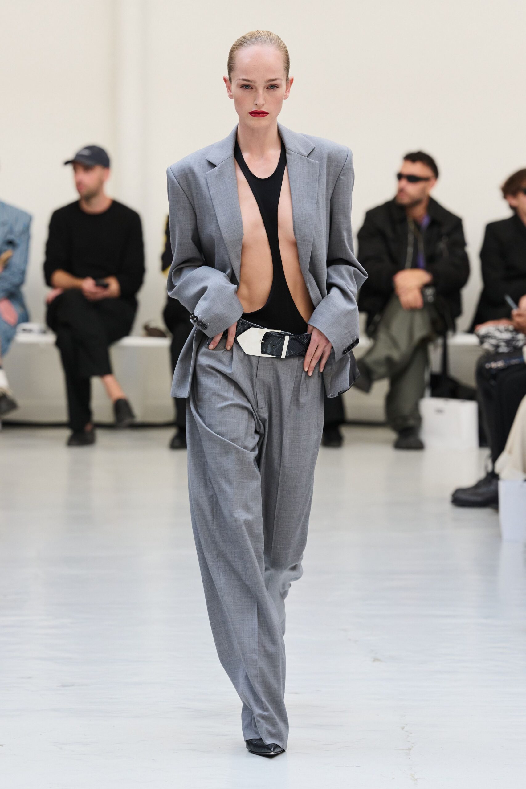 gray relaxed wide-leg pants