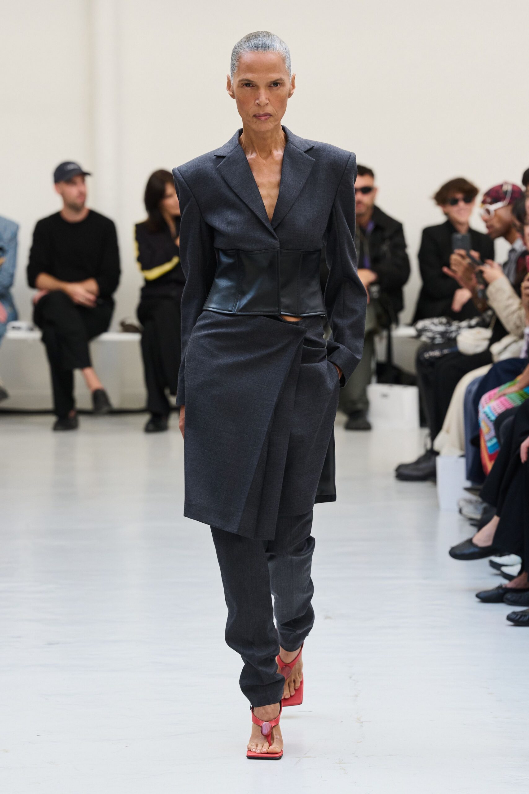 gray wool relaxed straight-leg pants