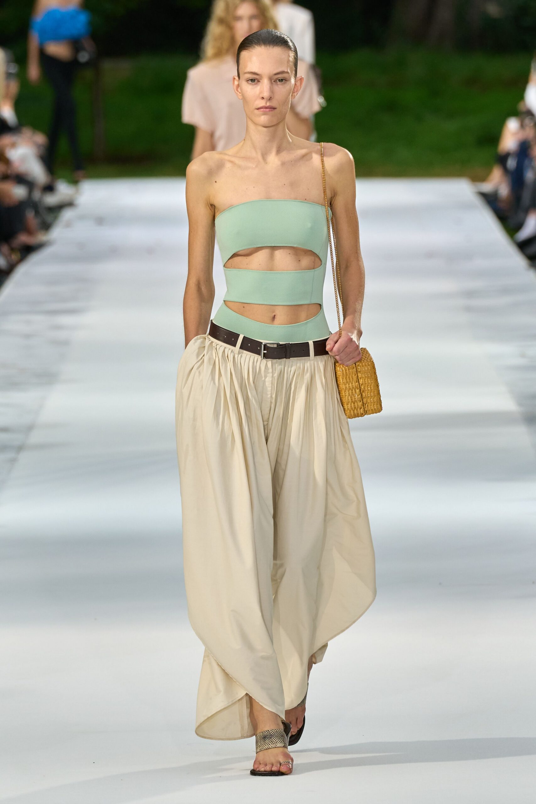 strapless cutout mint dress