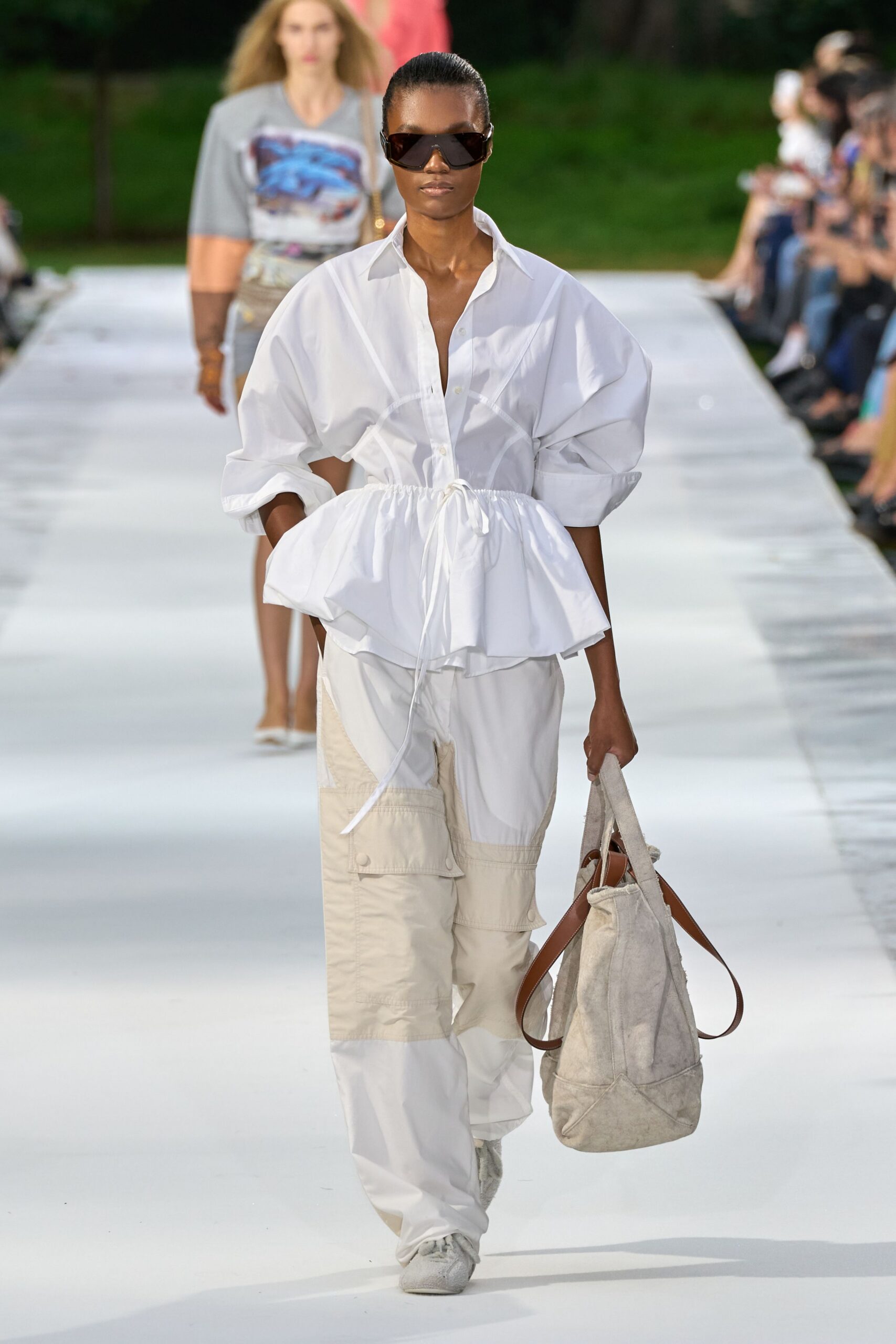 oversized white peplum shirt