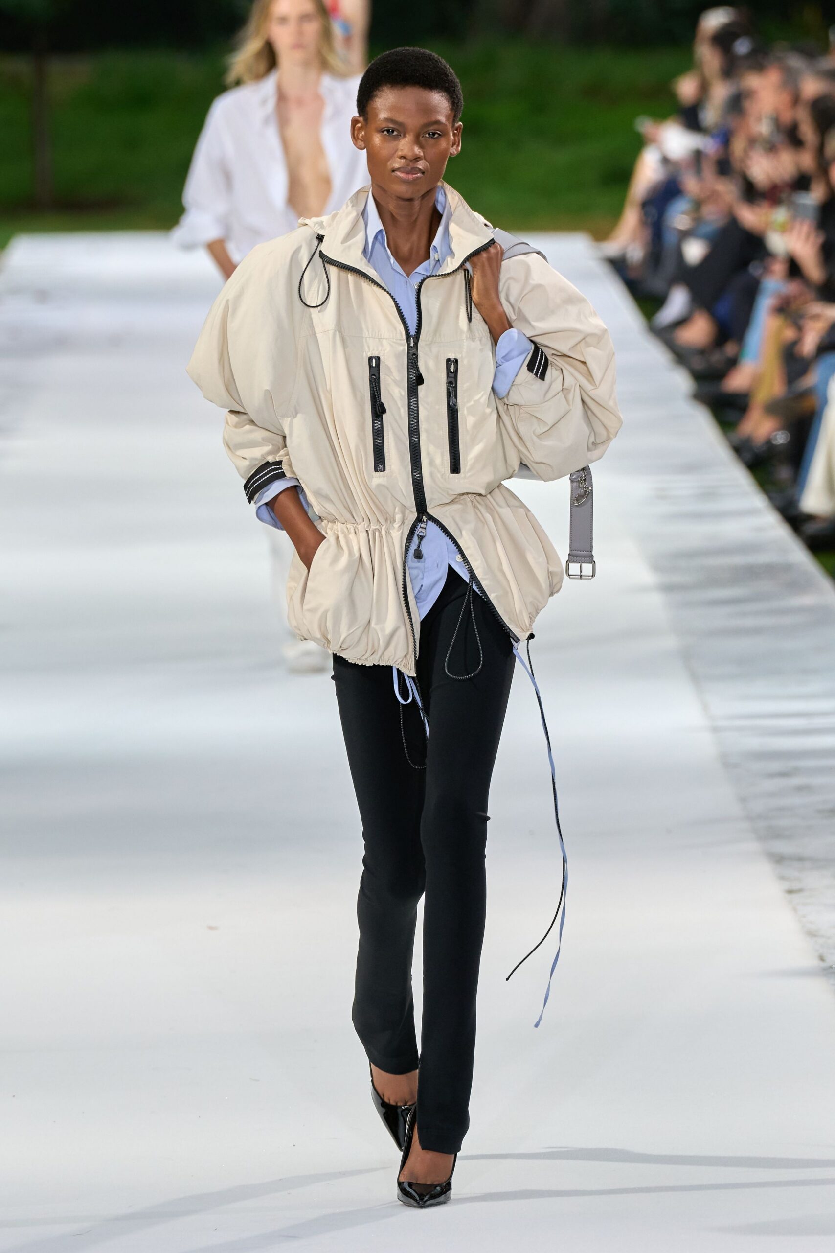 oversized drawstring windbreaker jacket
