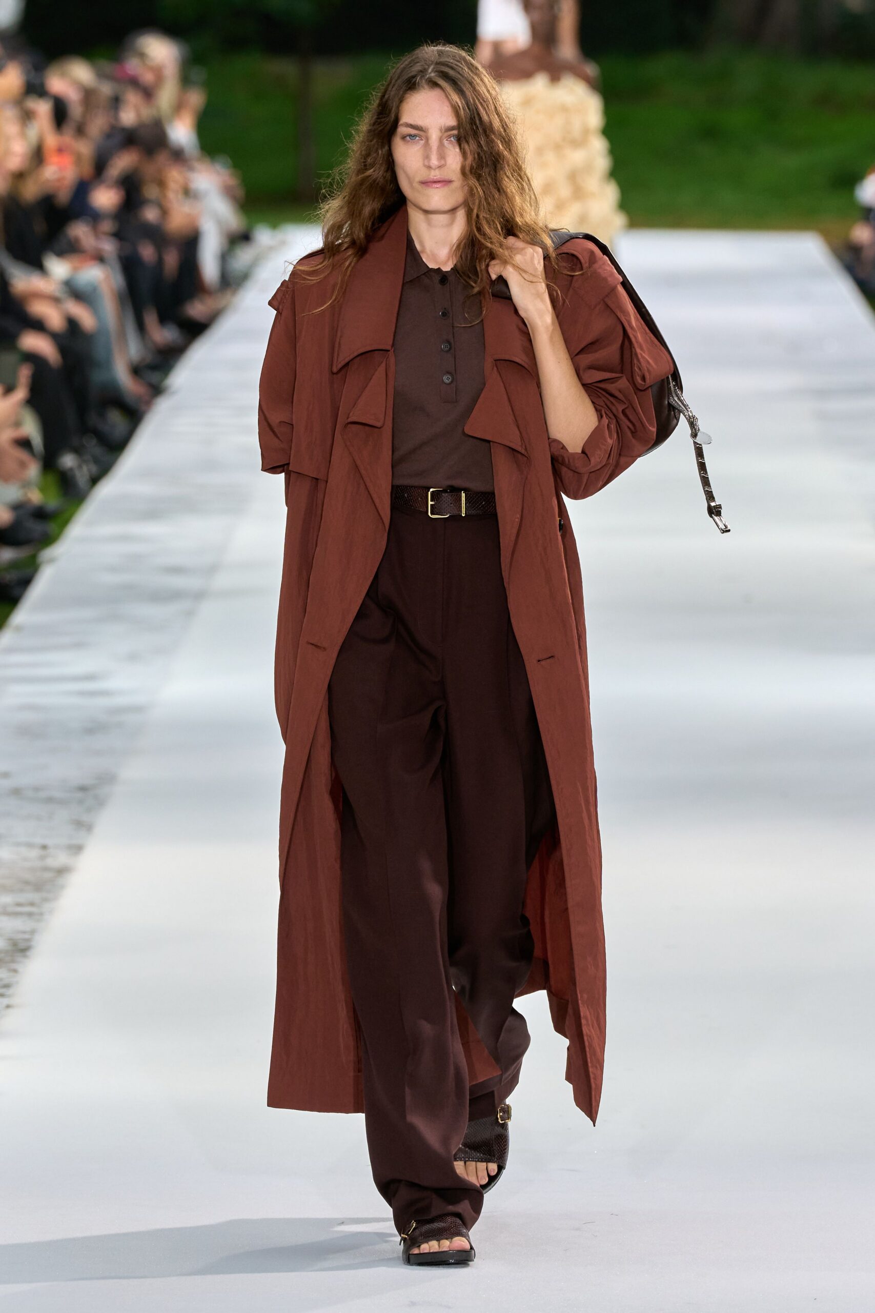 brown maxi trench coat
