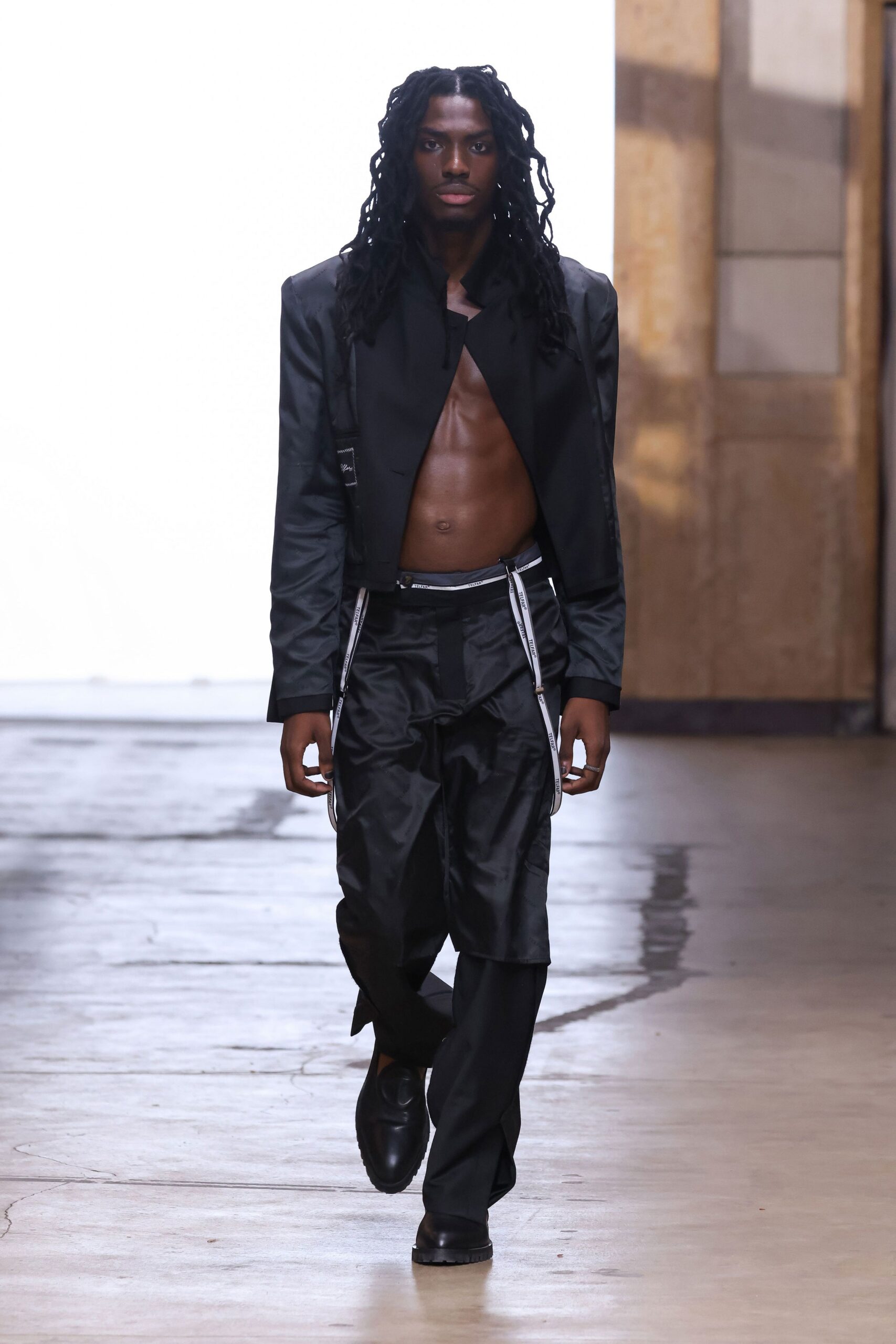 cropped open-front black jacket