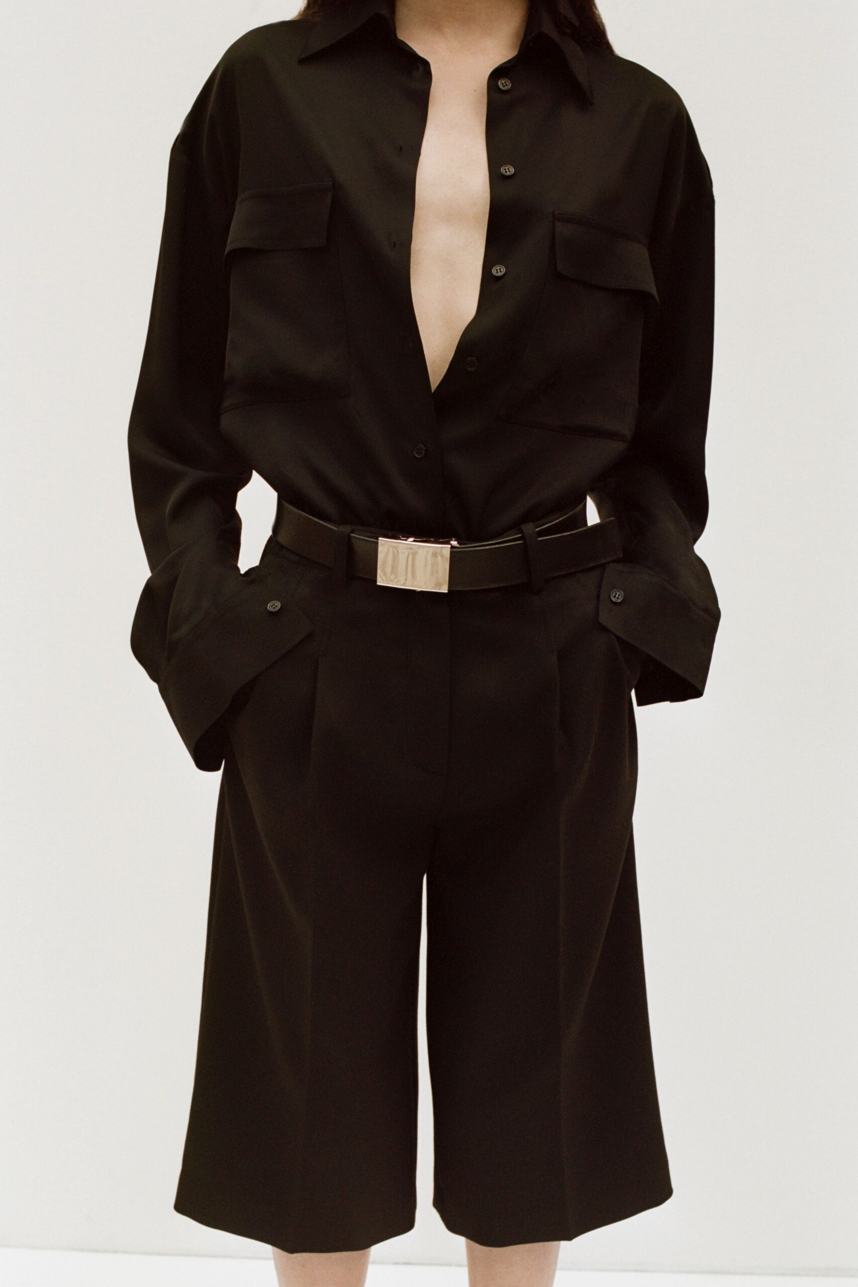 black utility pocket shirt