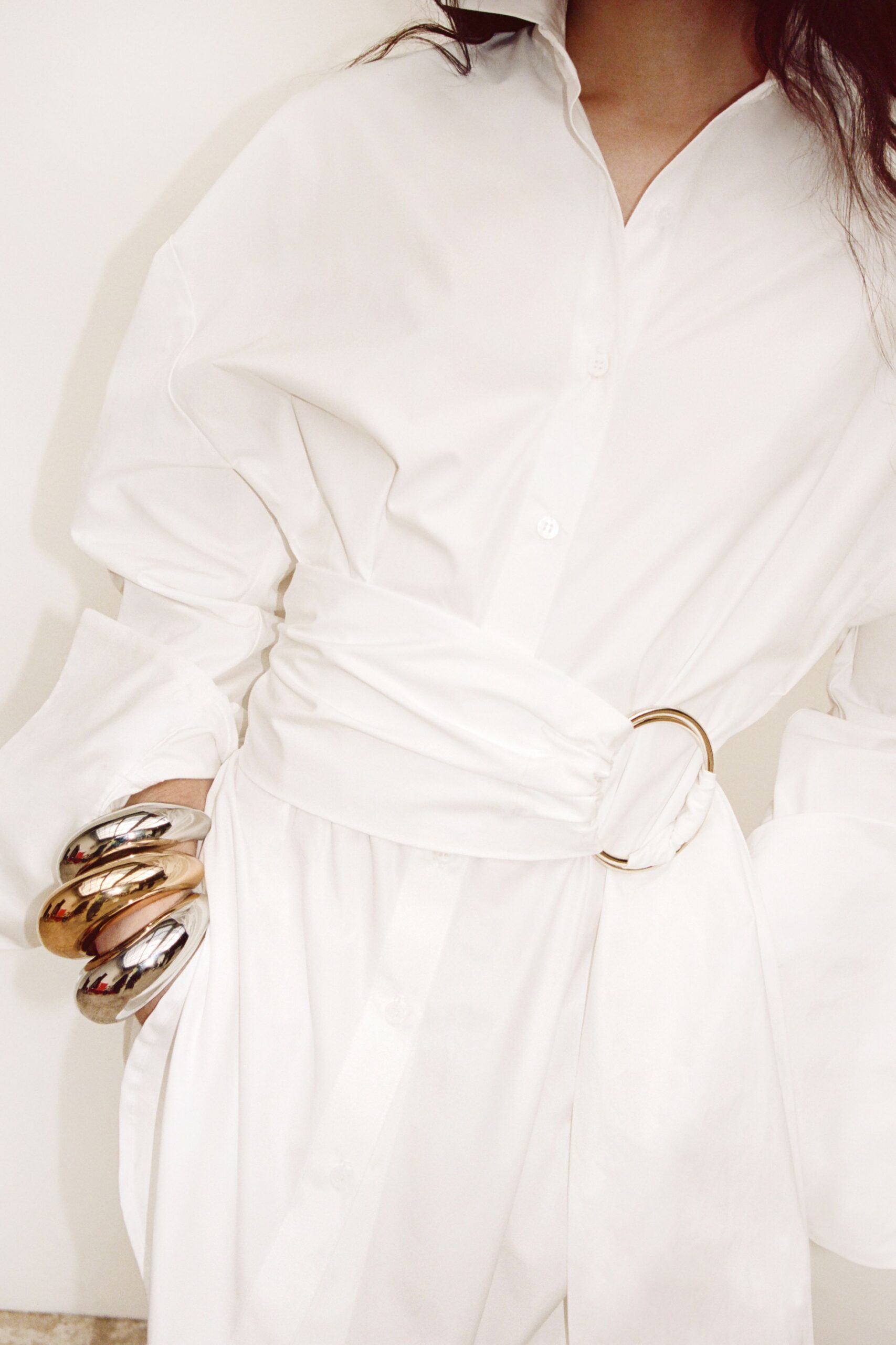 white belted shirt dress