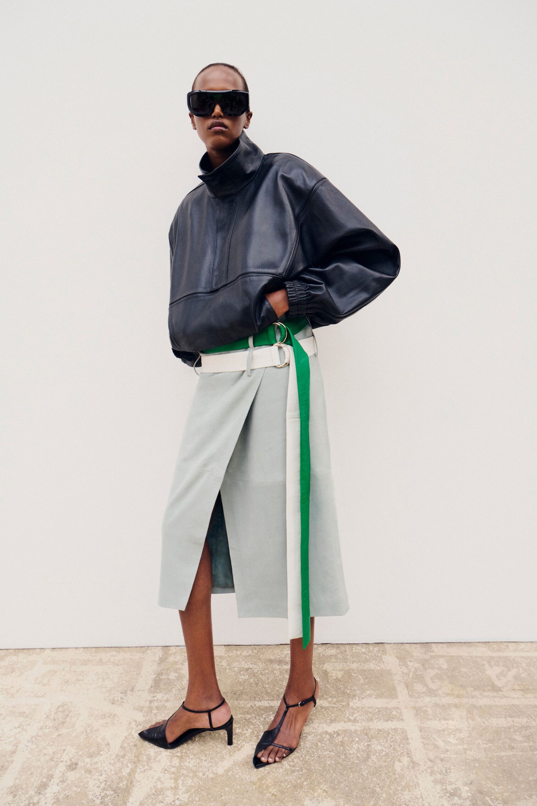 oversized leather pullover jacket