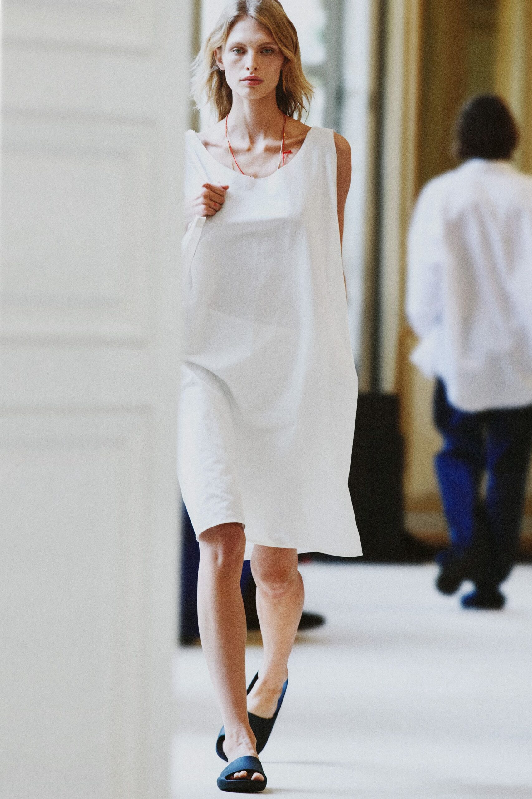 white cocoon midi dress