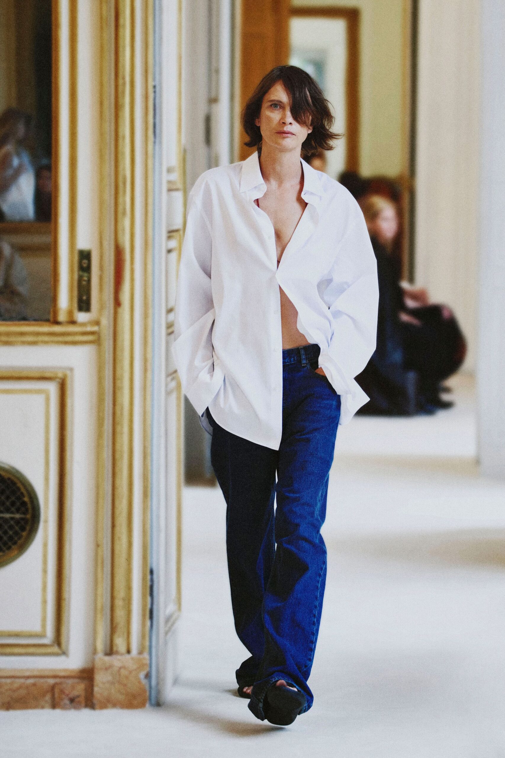 oversized white button-down shirt