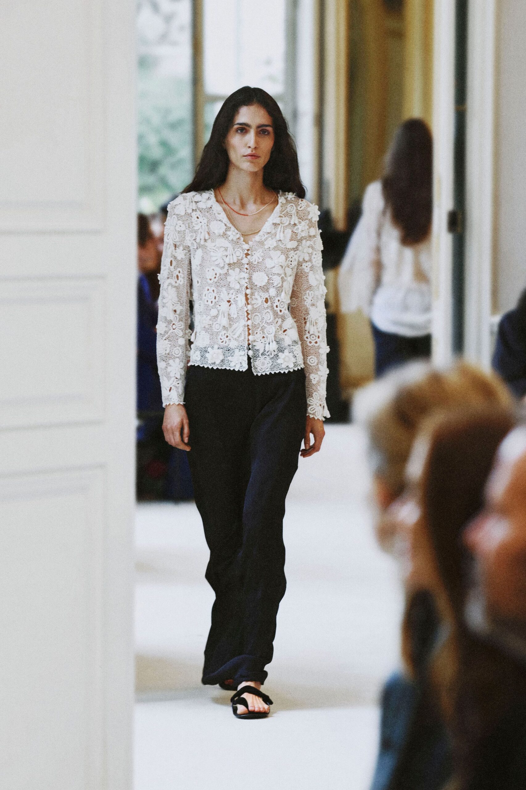 white floral lace blouse