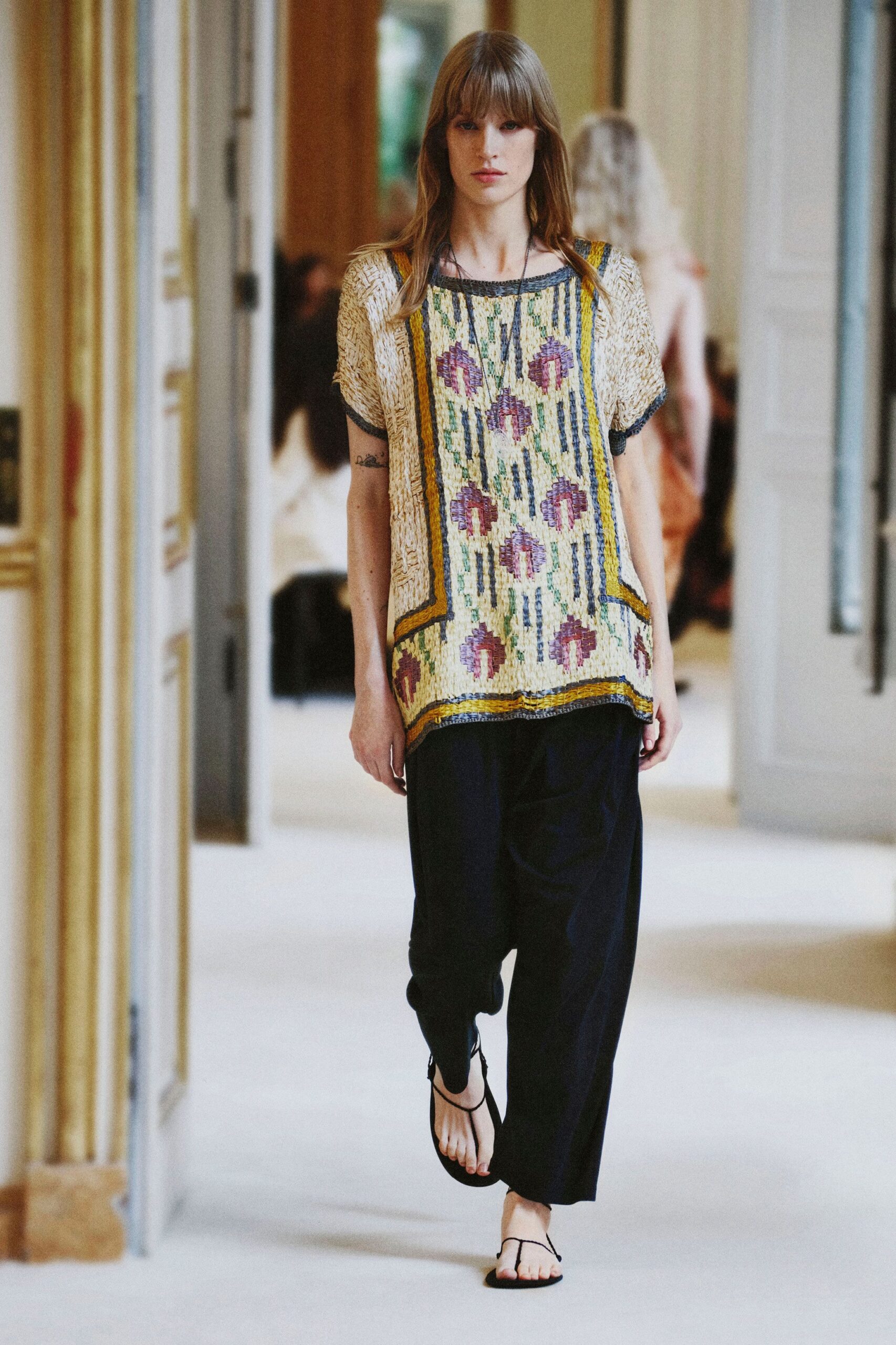 embroidered crochet tunic top