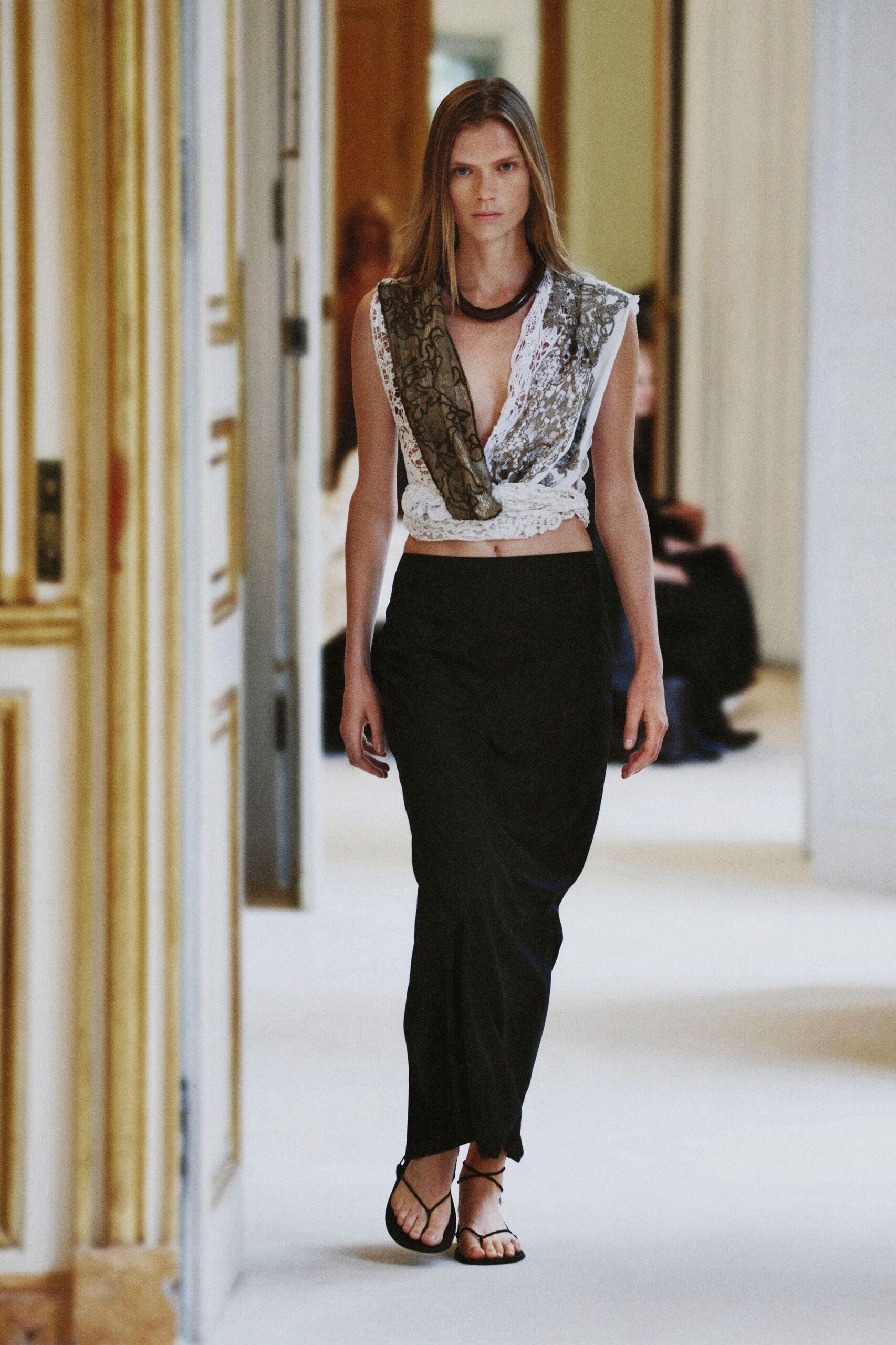 lace wrap top with snake panel
