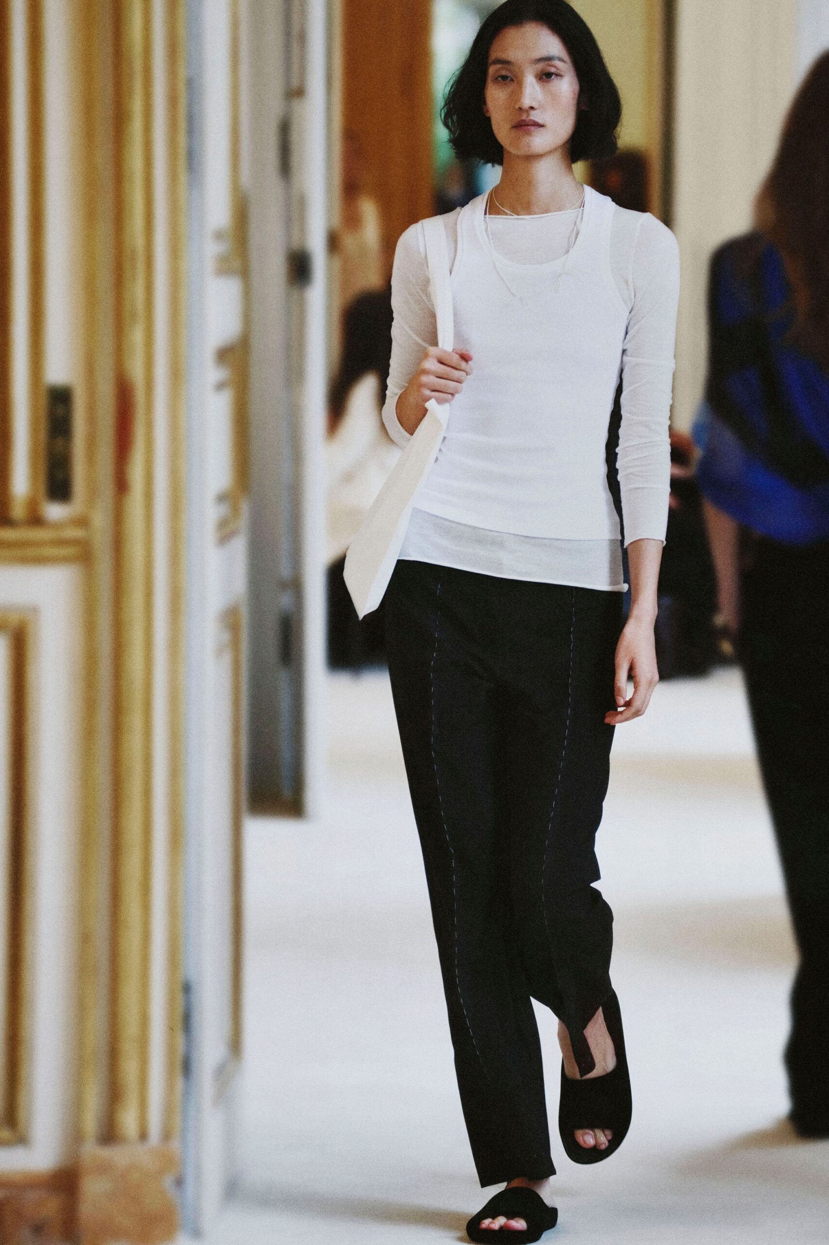 layered white long-sleeve top