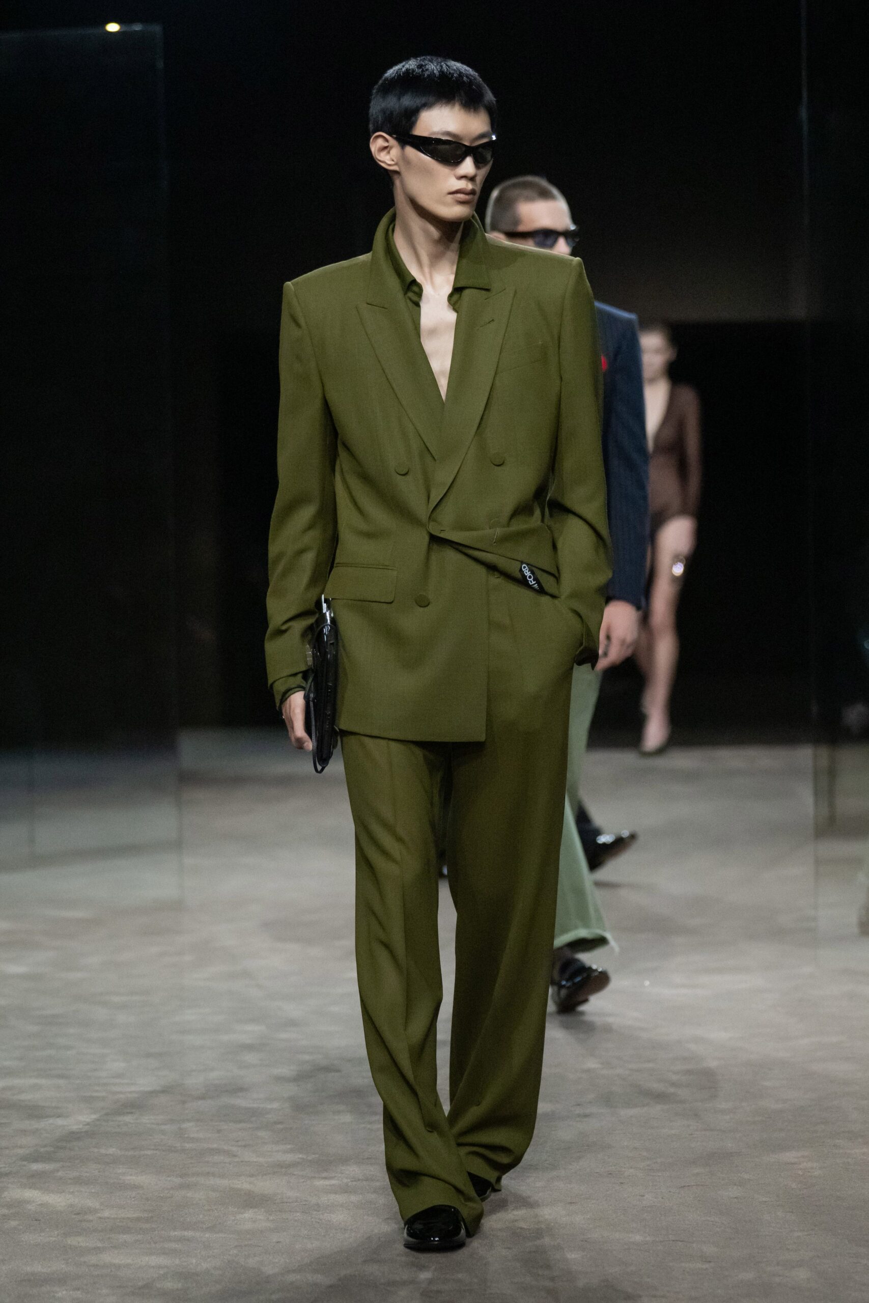 green collared shirt