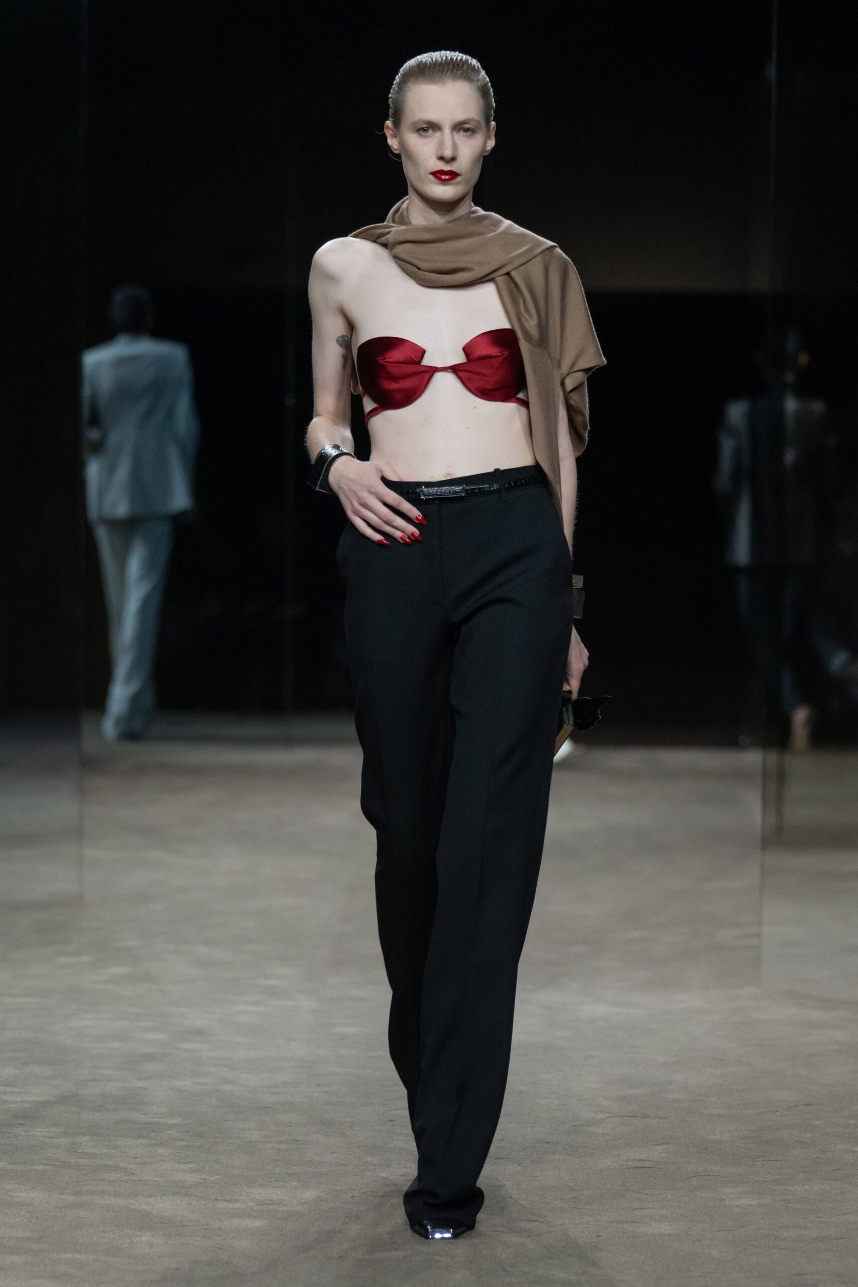 red satin bow bra top