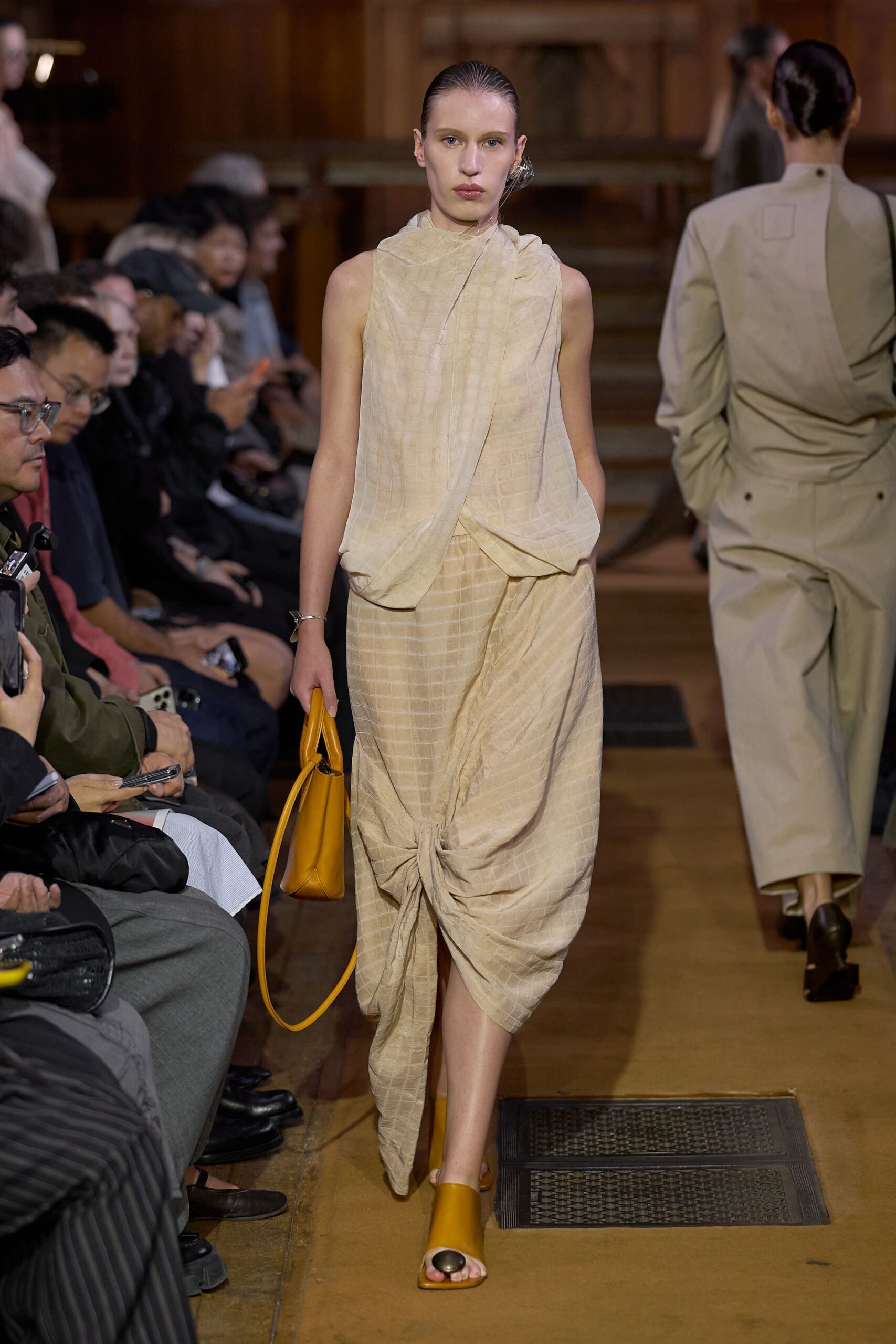 yellow leather open-toe flat-heel sandals