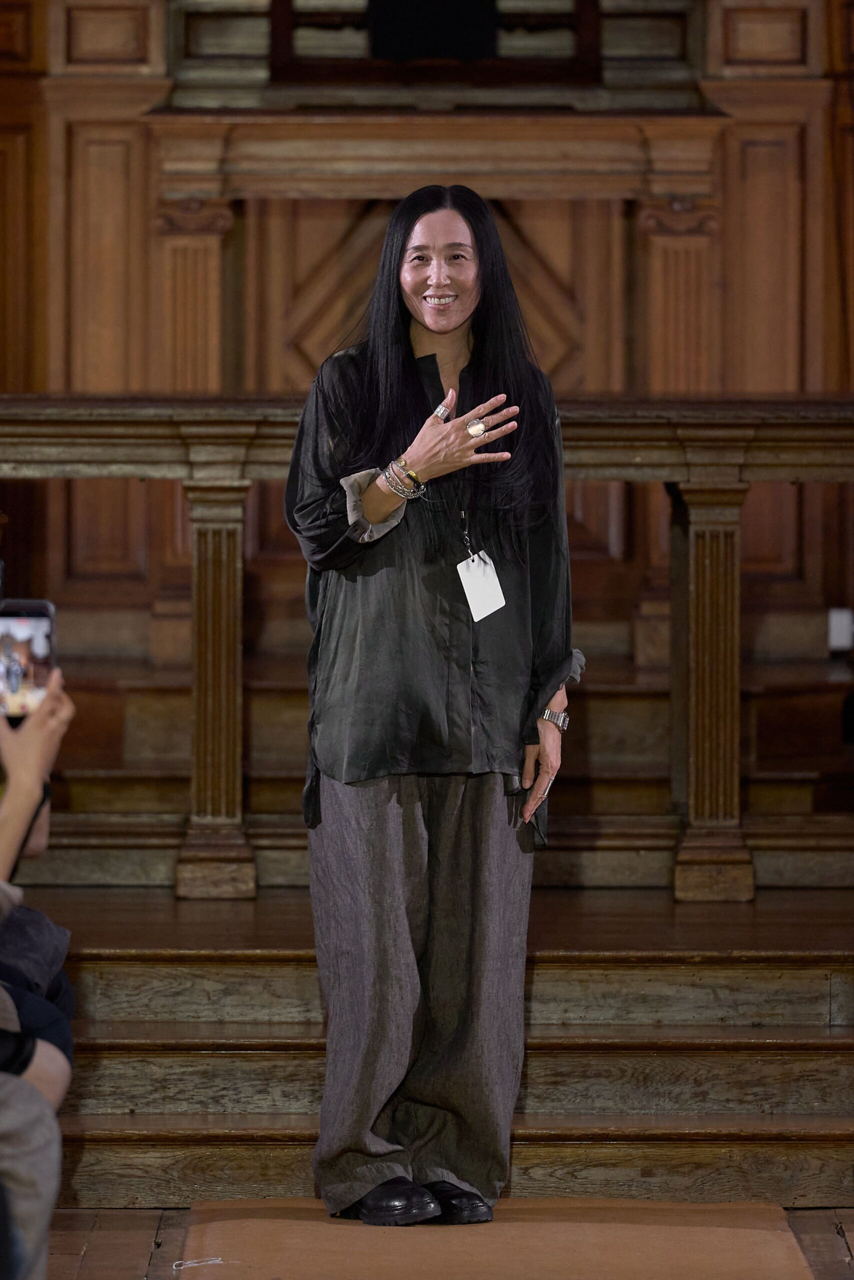 gray relaxed wide-leg pants