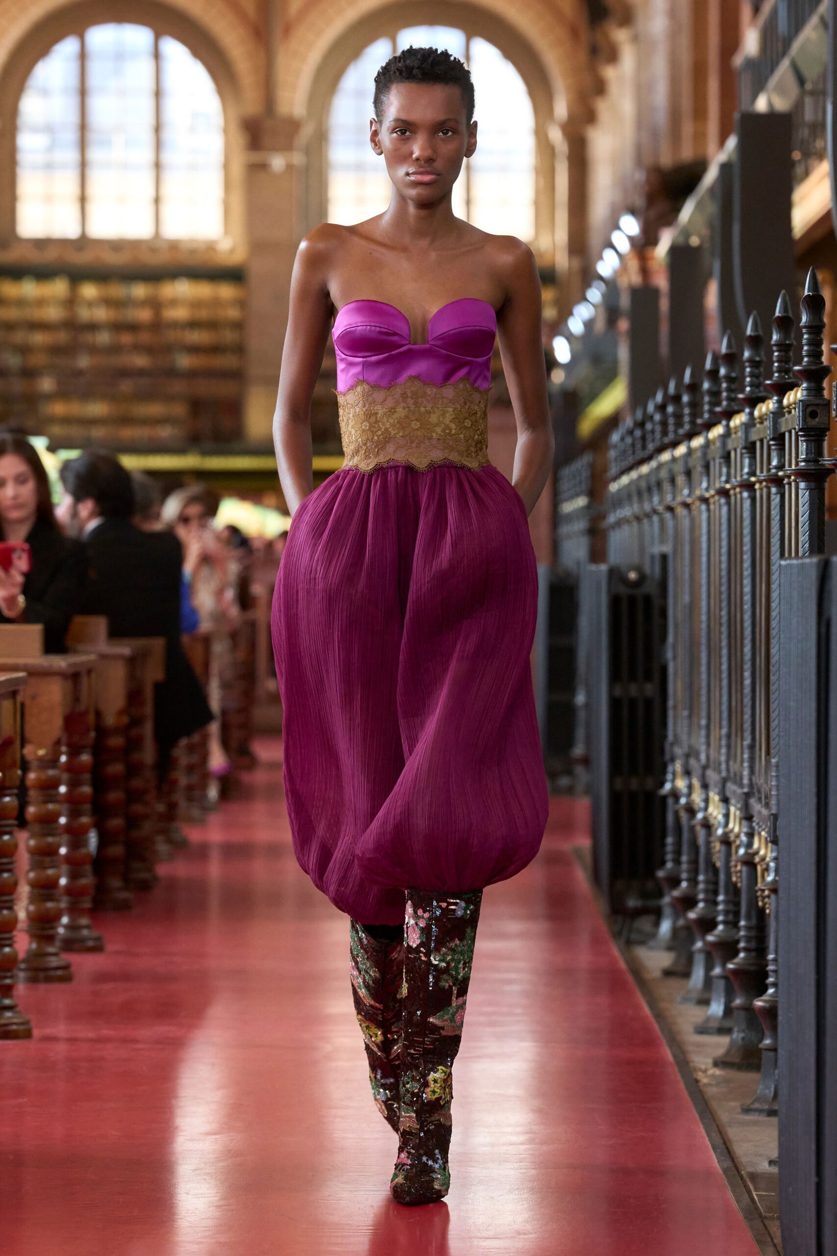 multi sequin pointed-toe knee-high shiny boots