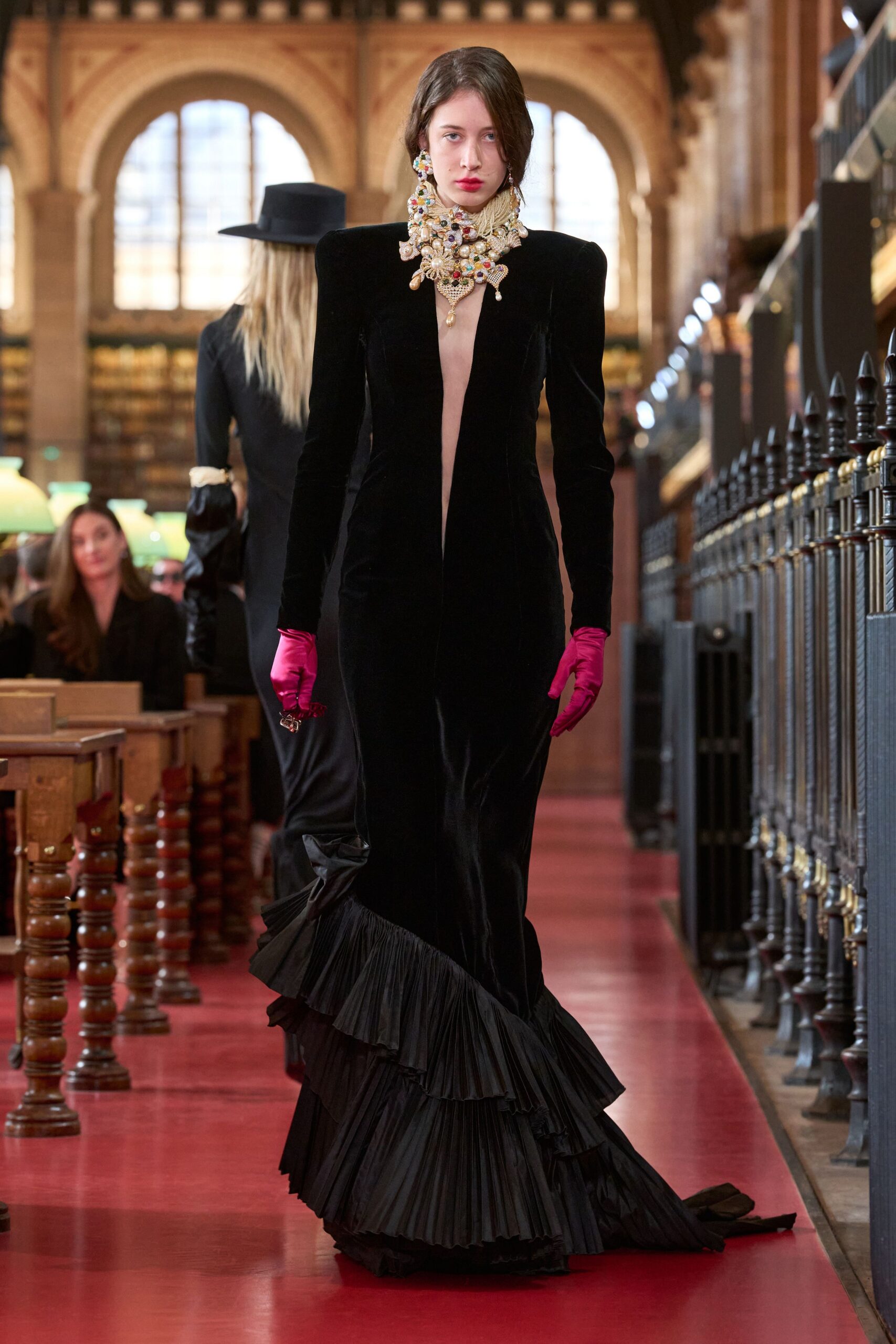 pink satin shiny gloves