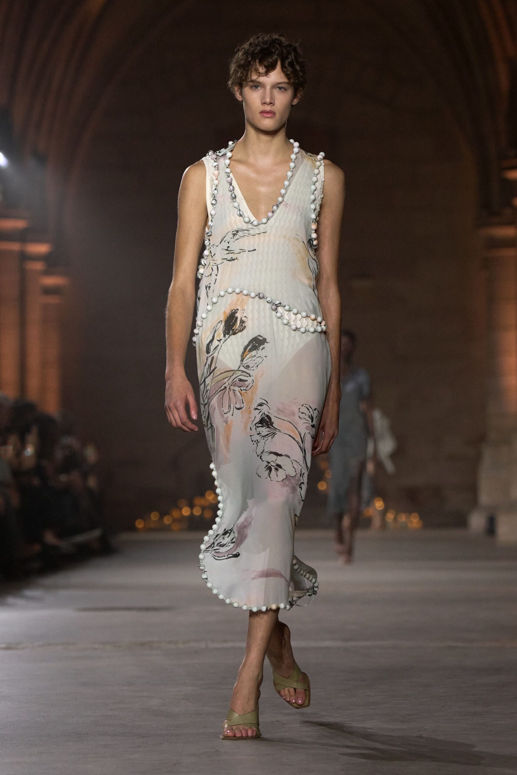 beaded floral chiffon maxi dress