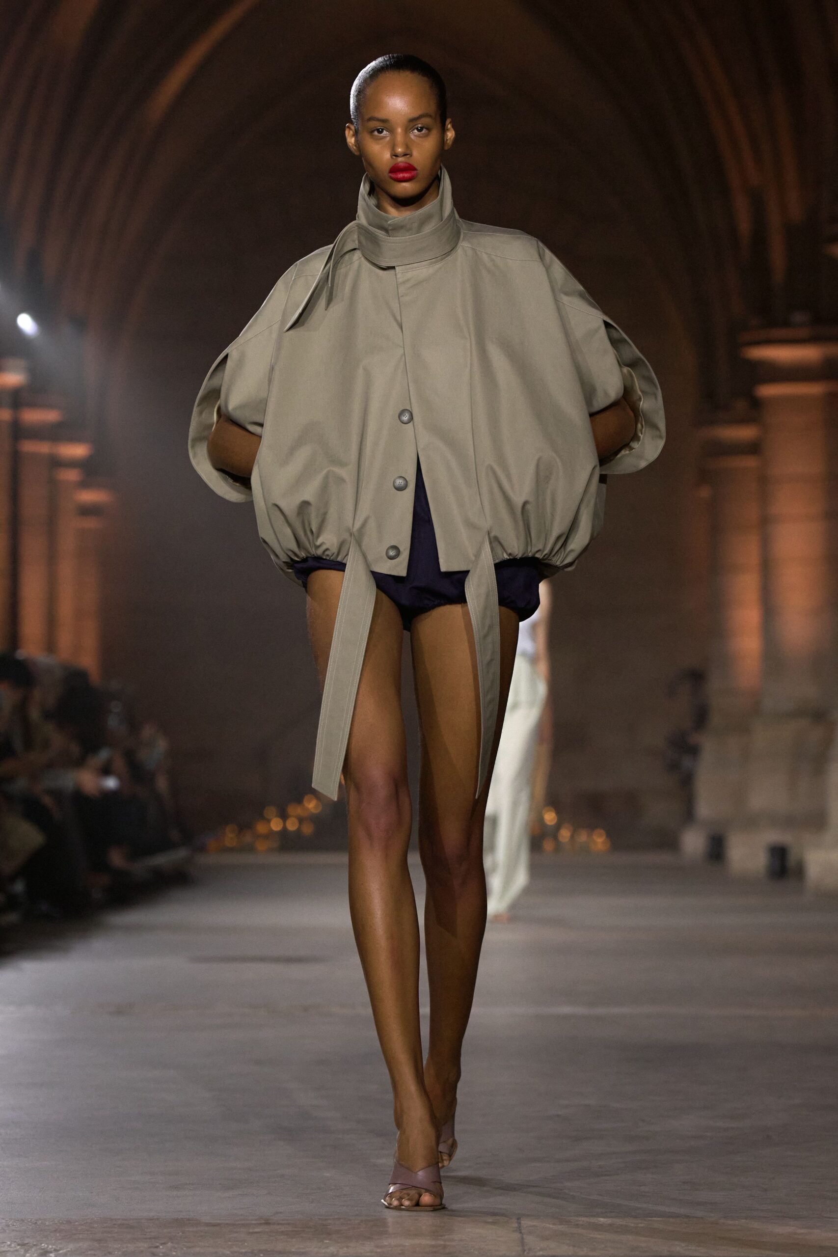 oversized scarf-collar cropped jacket