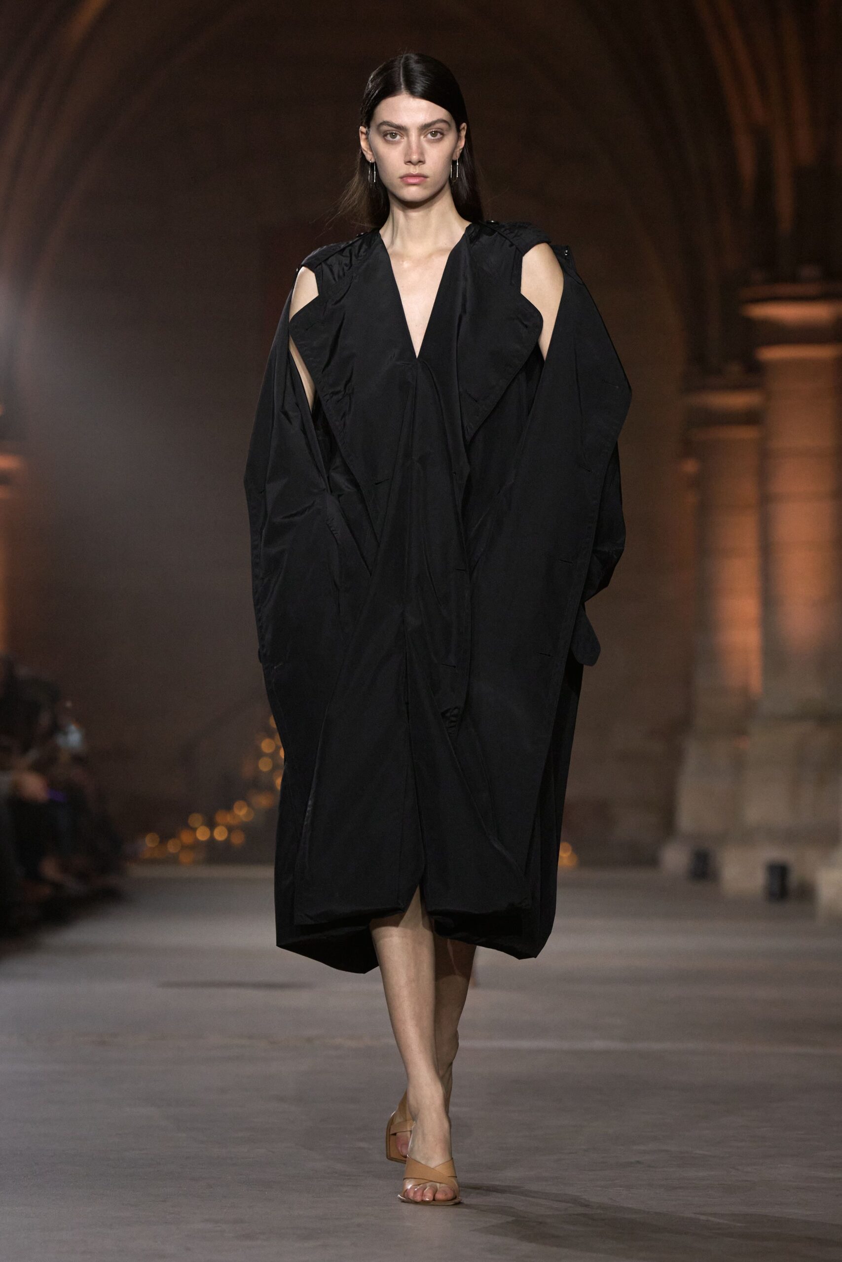 black cutout cocoon dress