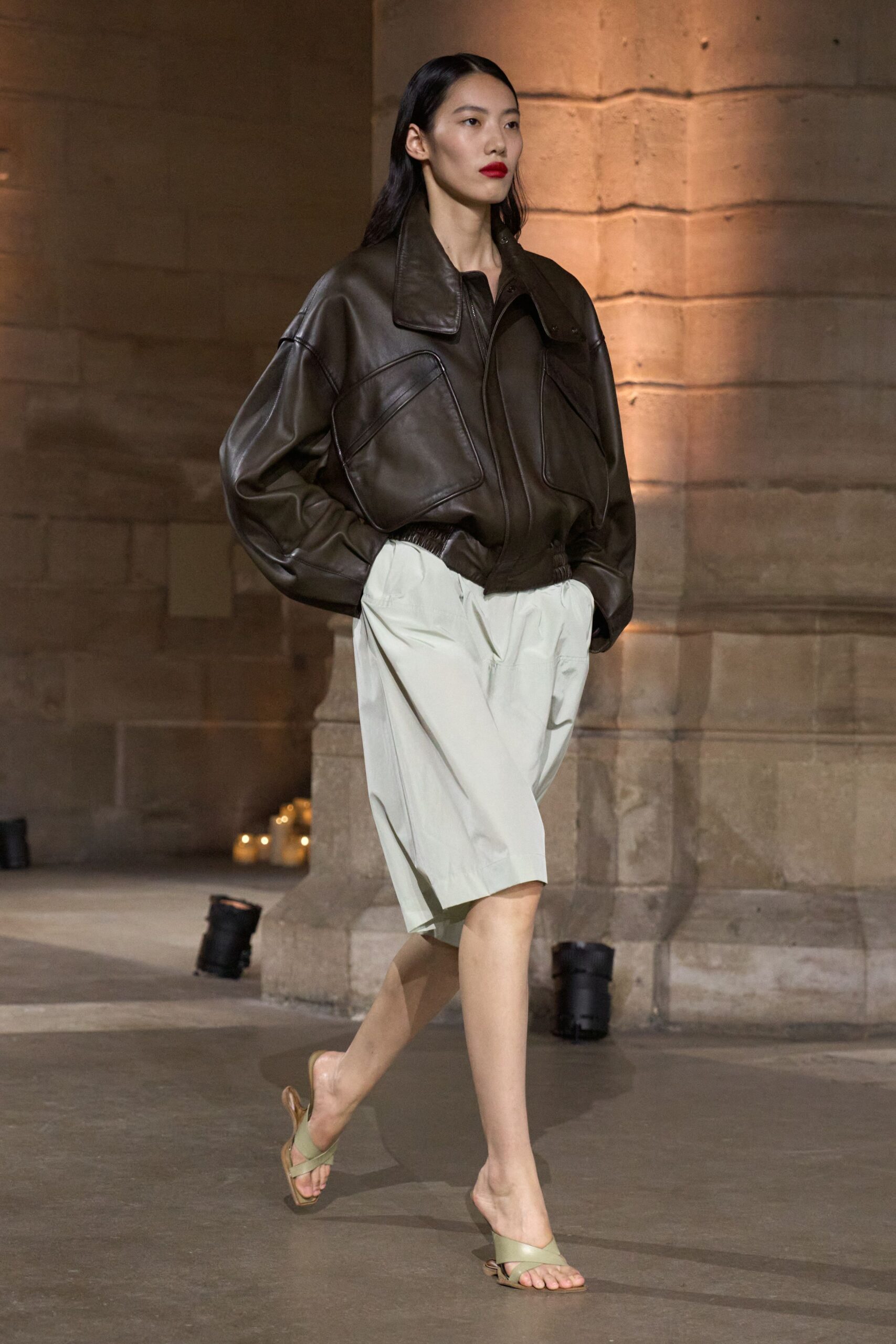 oversized leather bomber jacket
