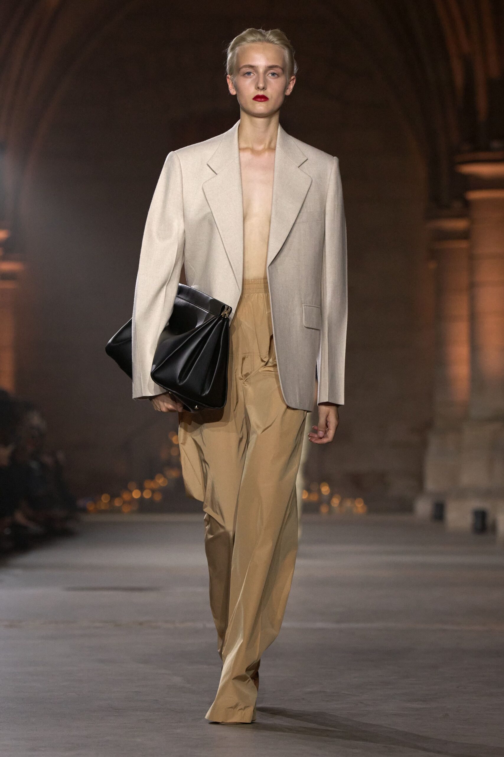 oversized ivory open-front blazer