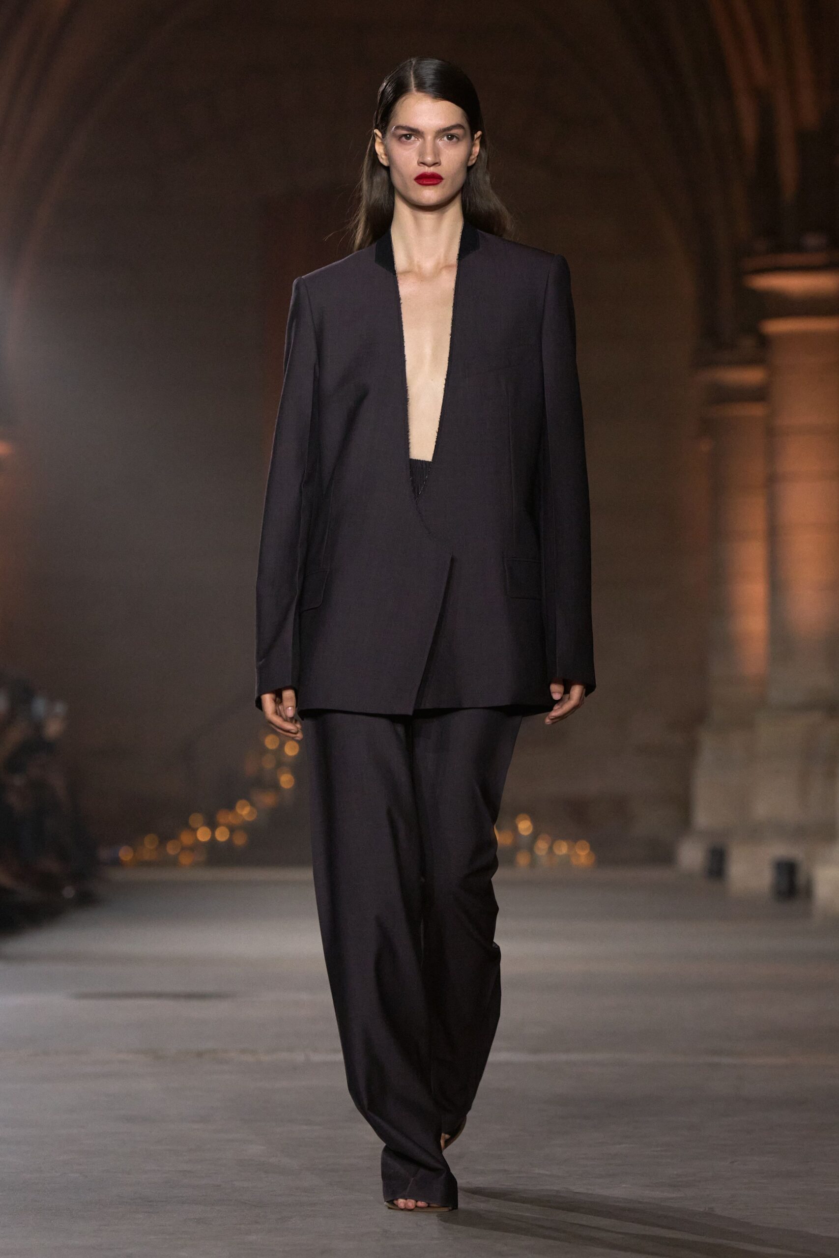 deep plunge black evening blazer