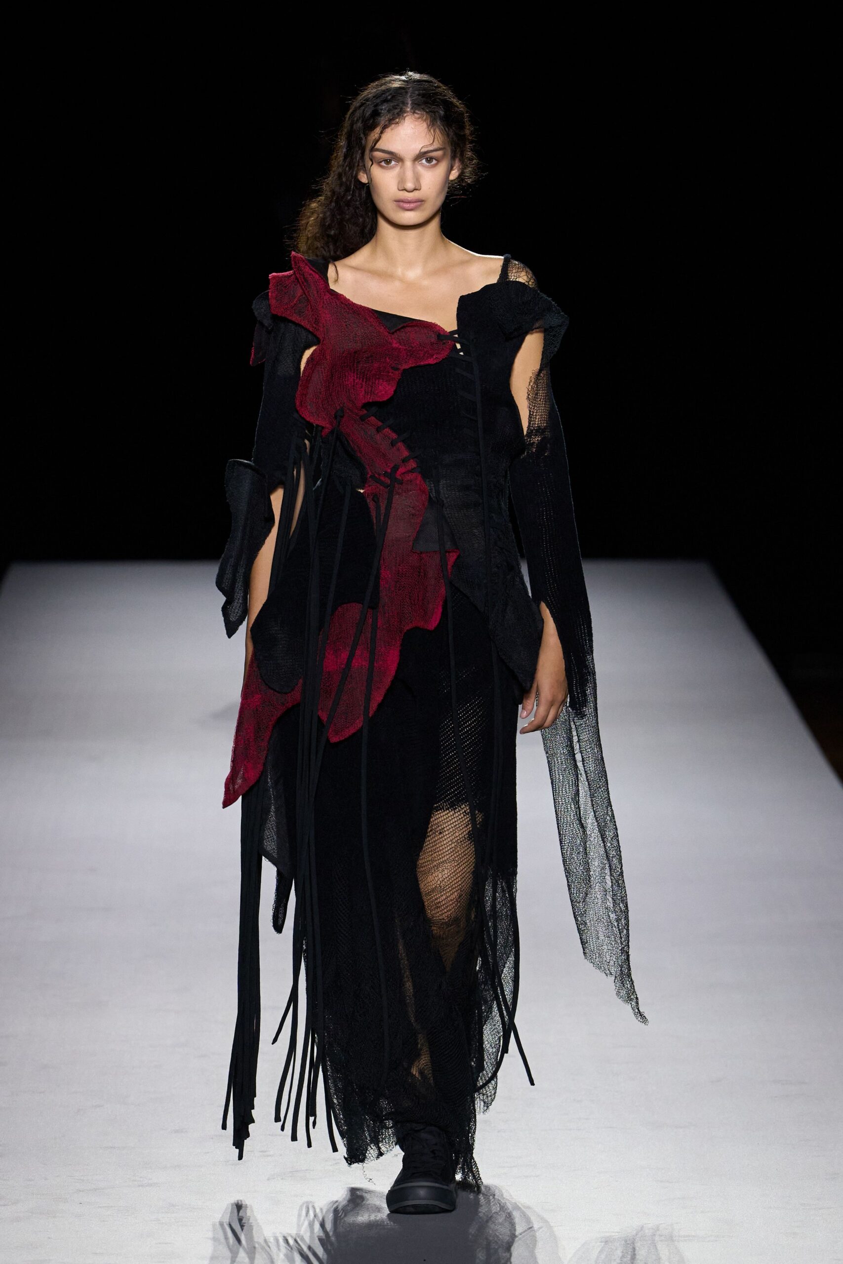 deconstructed asymmetric knit maxi dress