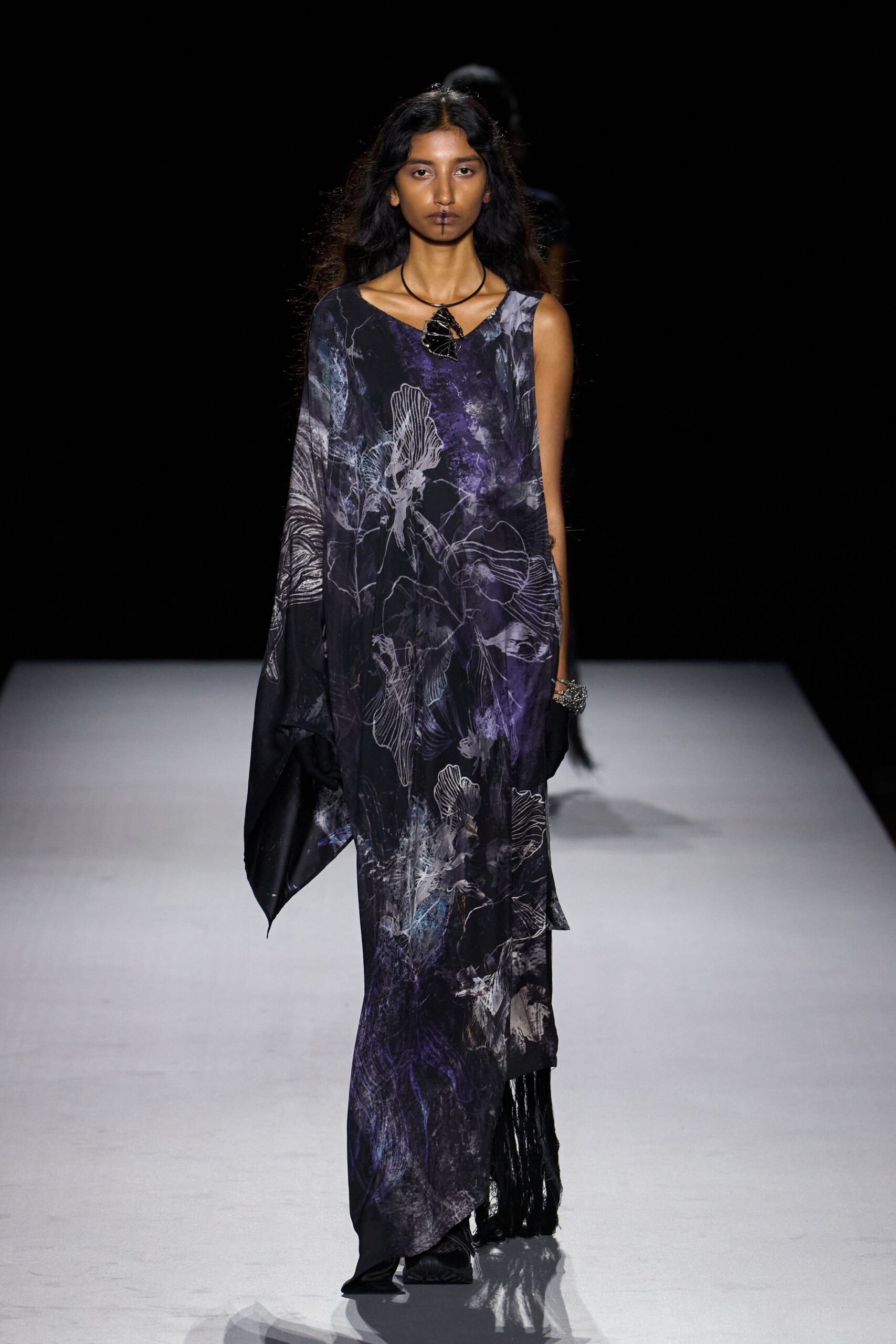 asymmetric floral-print chiffon maxi dress