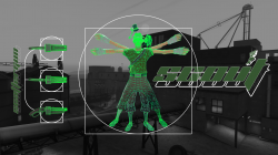 Wireframe scout vitruvian man