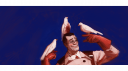 Doktor mit Weißen Tauben [Illustration]