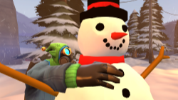 Pyro hugging a snowman