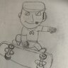 Scout on a skateboard