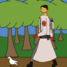 Medic taking Archimedes out on a walk