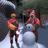 Engineer and Pyro make a snowman