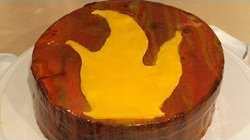 Pyro-inspired mirror glaze cake