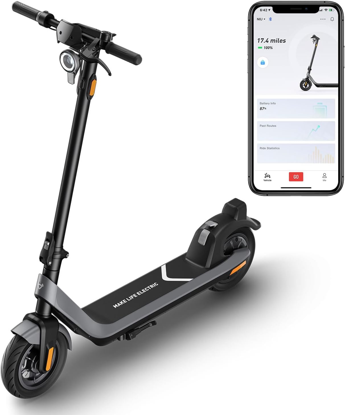 NIU Heavy Duty Electric Scooter - 600W-900W Max Power. 25-41 Miles Long Range, 17-24 MPH, Self-Healing/Tubeless Tires, E Scooter for Adults, Portable Folded Escooter