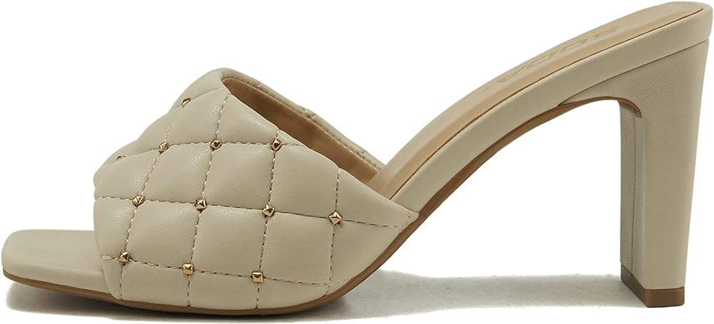 Soda JELLO ~ Women Slip On Diamond Quilted Stud Gem Jewel Fashion Flat Heel Sandal