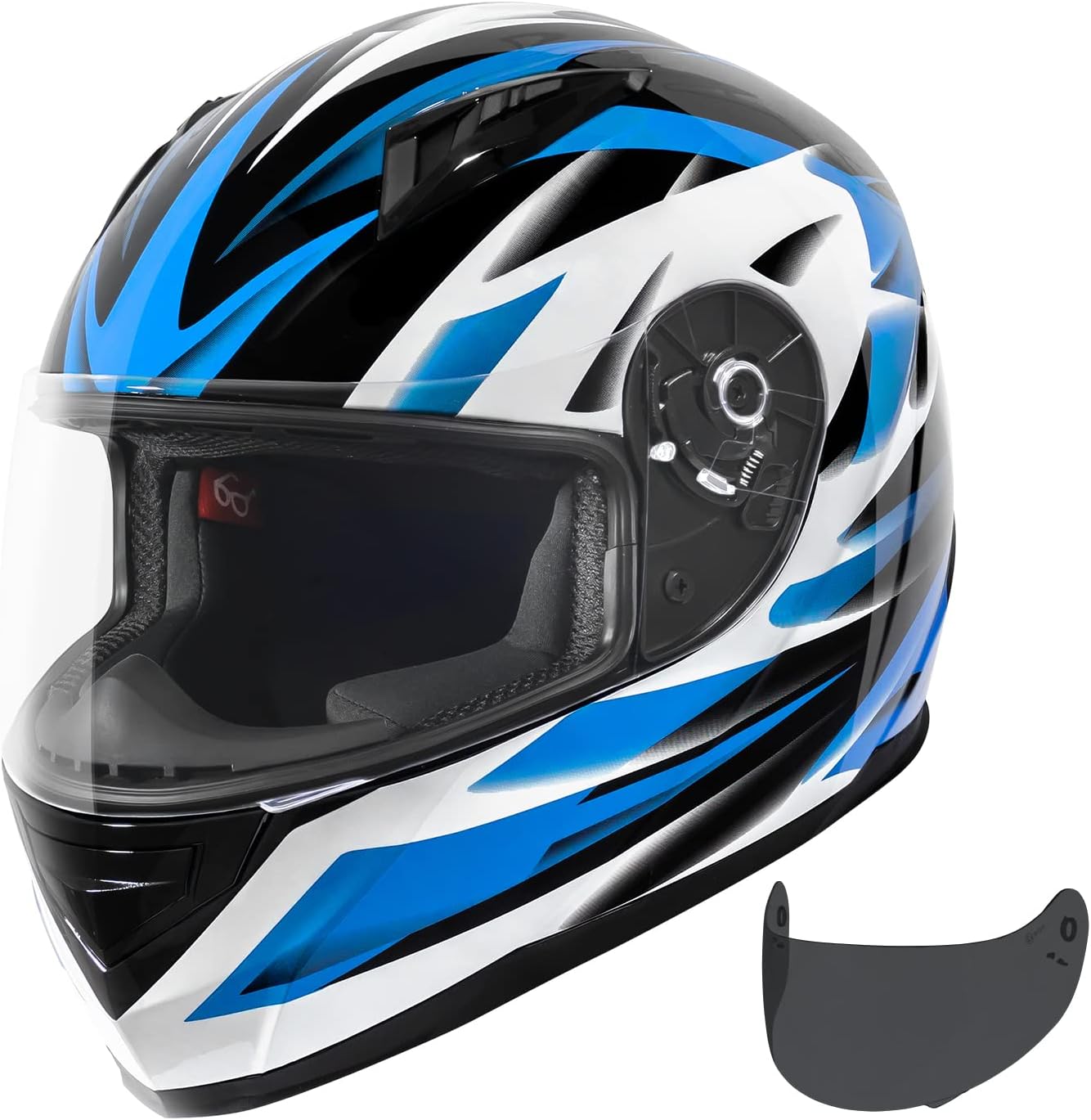 VCAN VX Lightweight Full Face Motorcycle Street Bike Helmet with Extra Tinted Visor, Coolmax Technology & OTG Ready, DOT & ECE 22.05 Approved