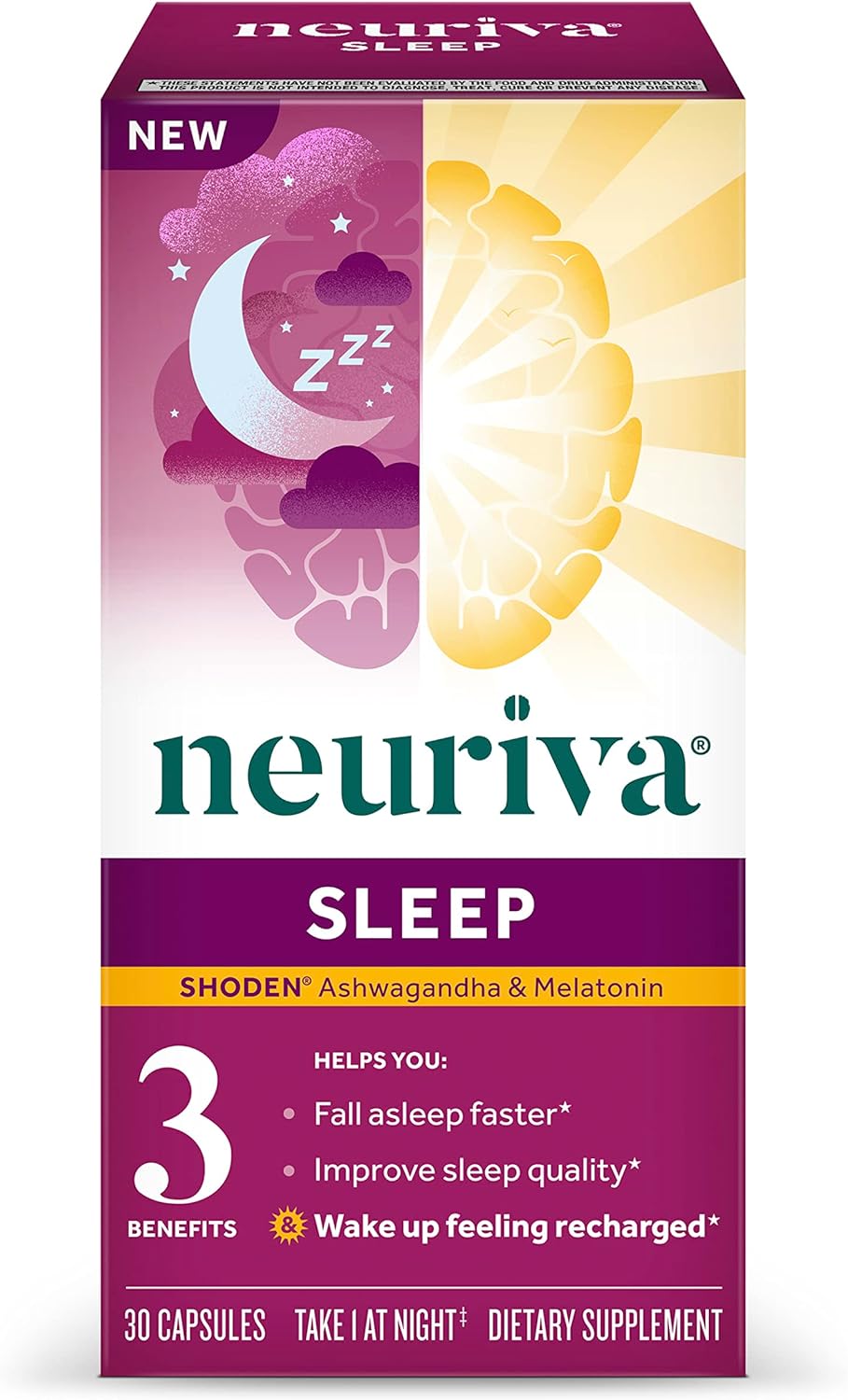 NEURIVA Natural Sleep Aid Supplement with Melatonin Help You Fall Asleep Faster & Ashwagandha to Support Restorative Sleep So You Can Wake Up Feeling Refreshed, 30ct Capsules