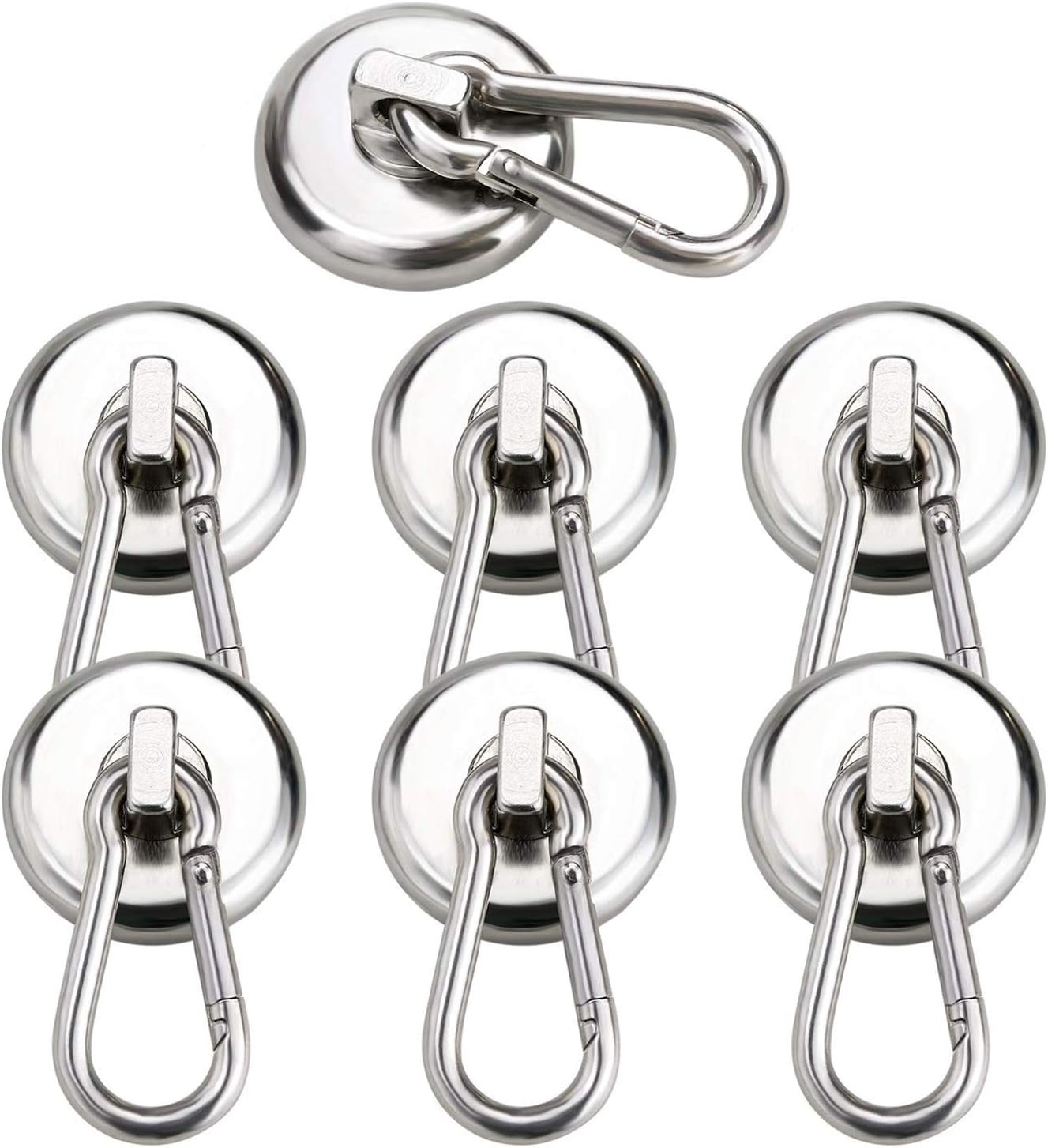 DIYMAG Magnetic Hooks,100LBS Strong Heavy Duty Neodymium Magnet Hooks with Swivel Carabiner Hook,Great for Your Refrigerator and Other Magnetic Surfaces,Pack of 7