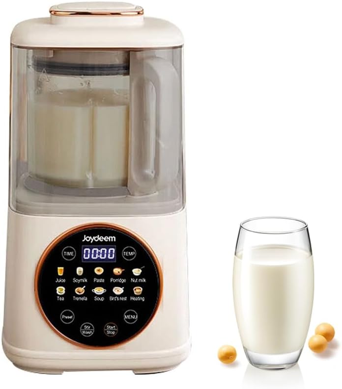 Joydeem JD-J03 Quiet Cooking Blender with Soundproof Shield, Silent Hot Cold Blender for Soy Milk & Juice, 8-Speed and Temperature Control, 12H Preset, 1100ml, White